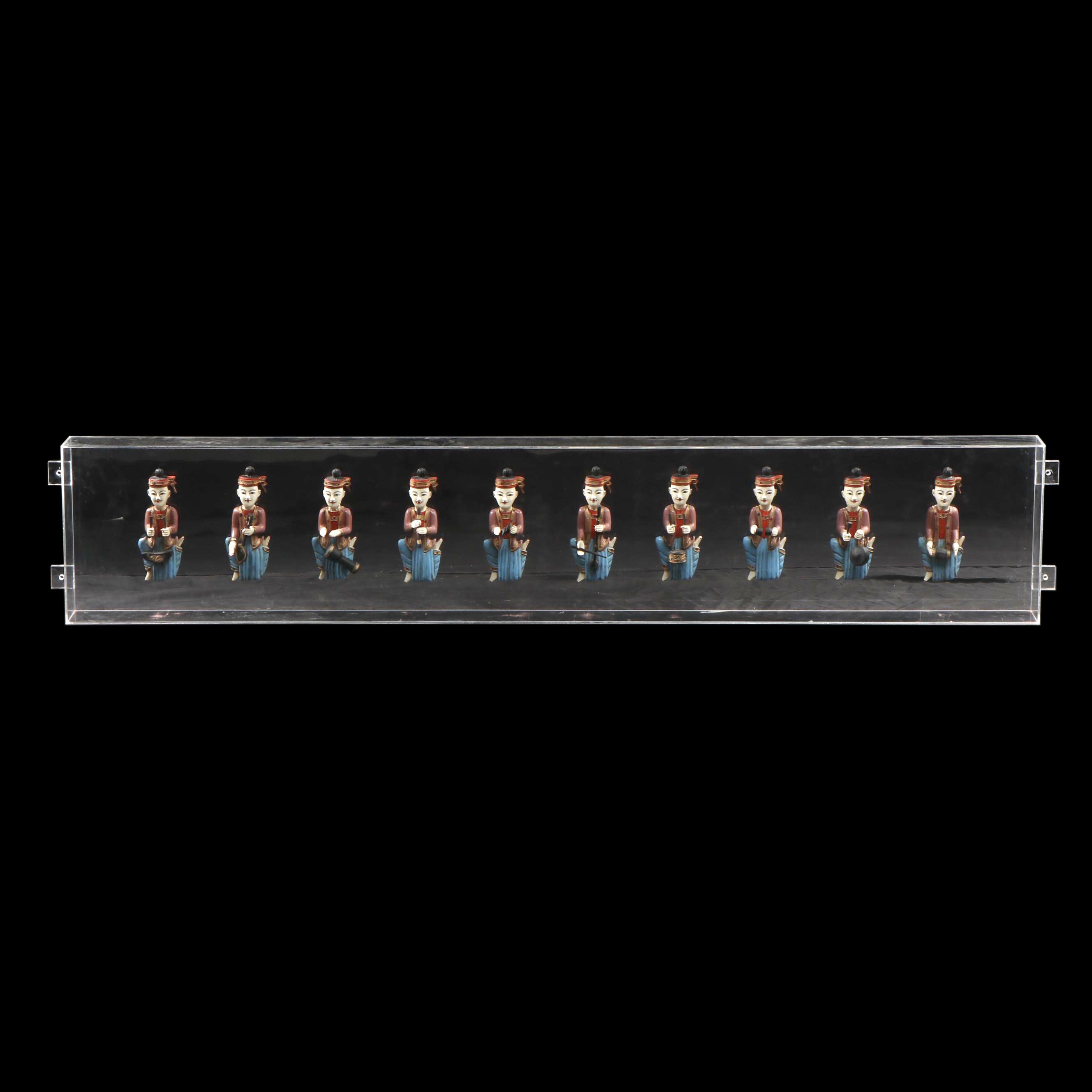 Vietnamese Hand-Painted and Carved Musician Figurines