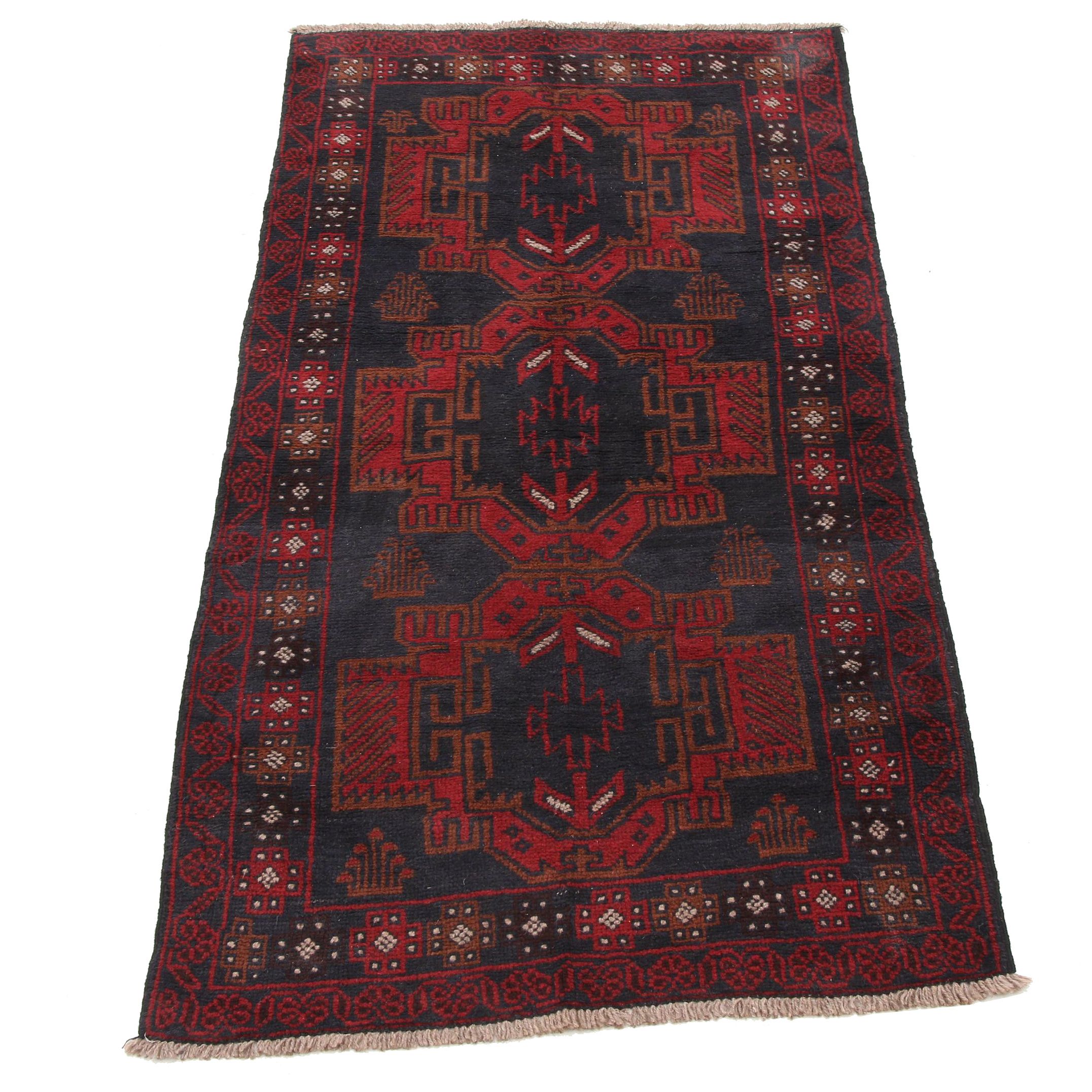 Hand-Knotted Persian Baluch Wool Rug