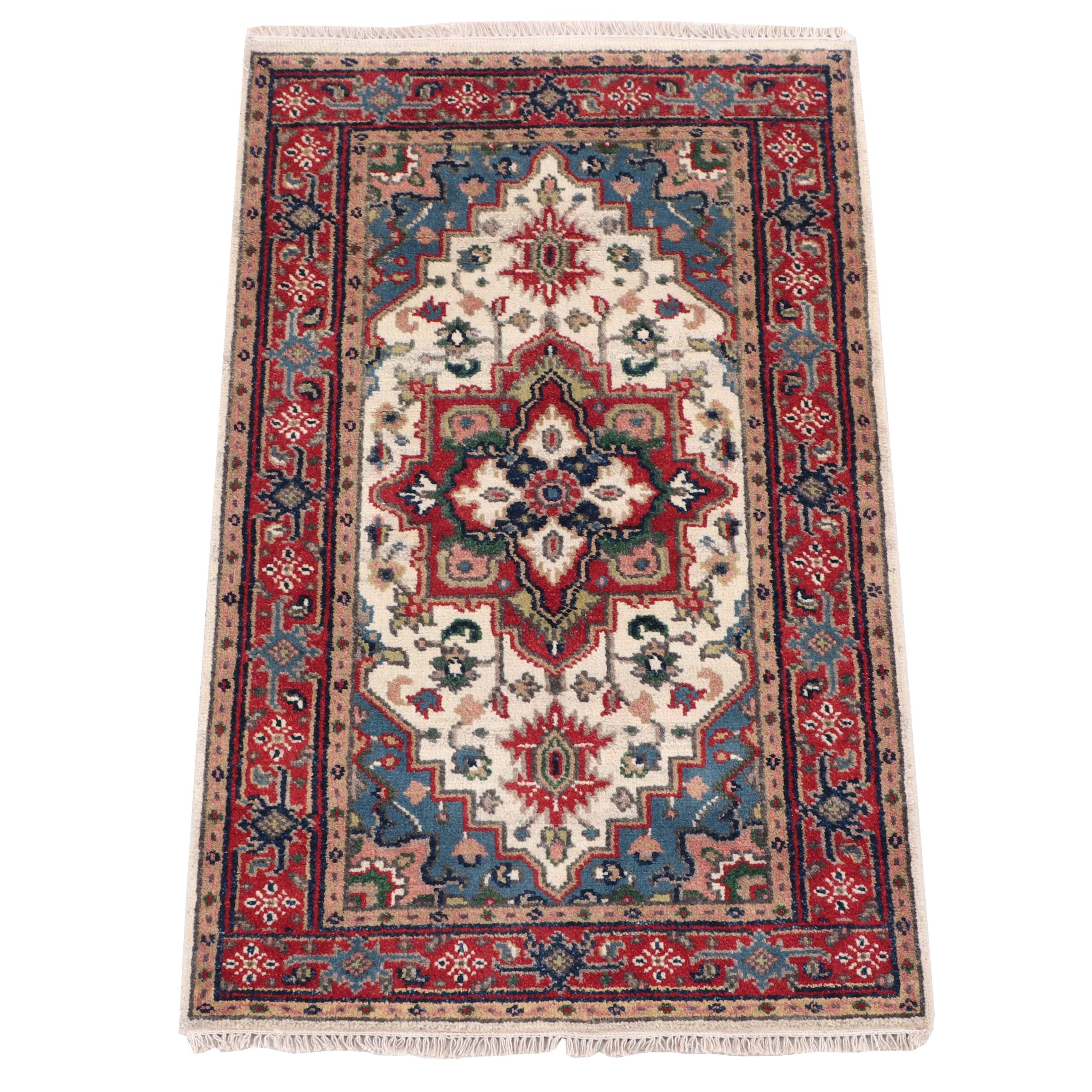 Hand-Knotted Indo-Persian Heriz Wool Rug