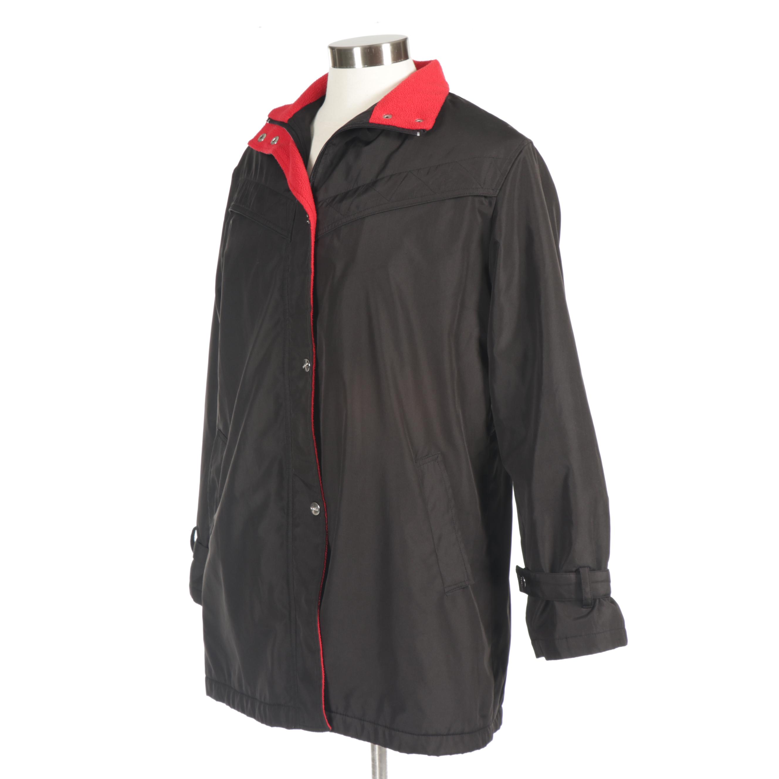 Women's Prada Black Polyester Jacket with Red Liner