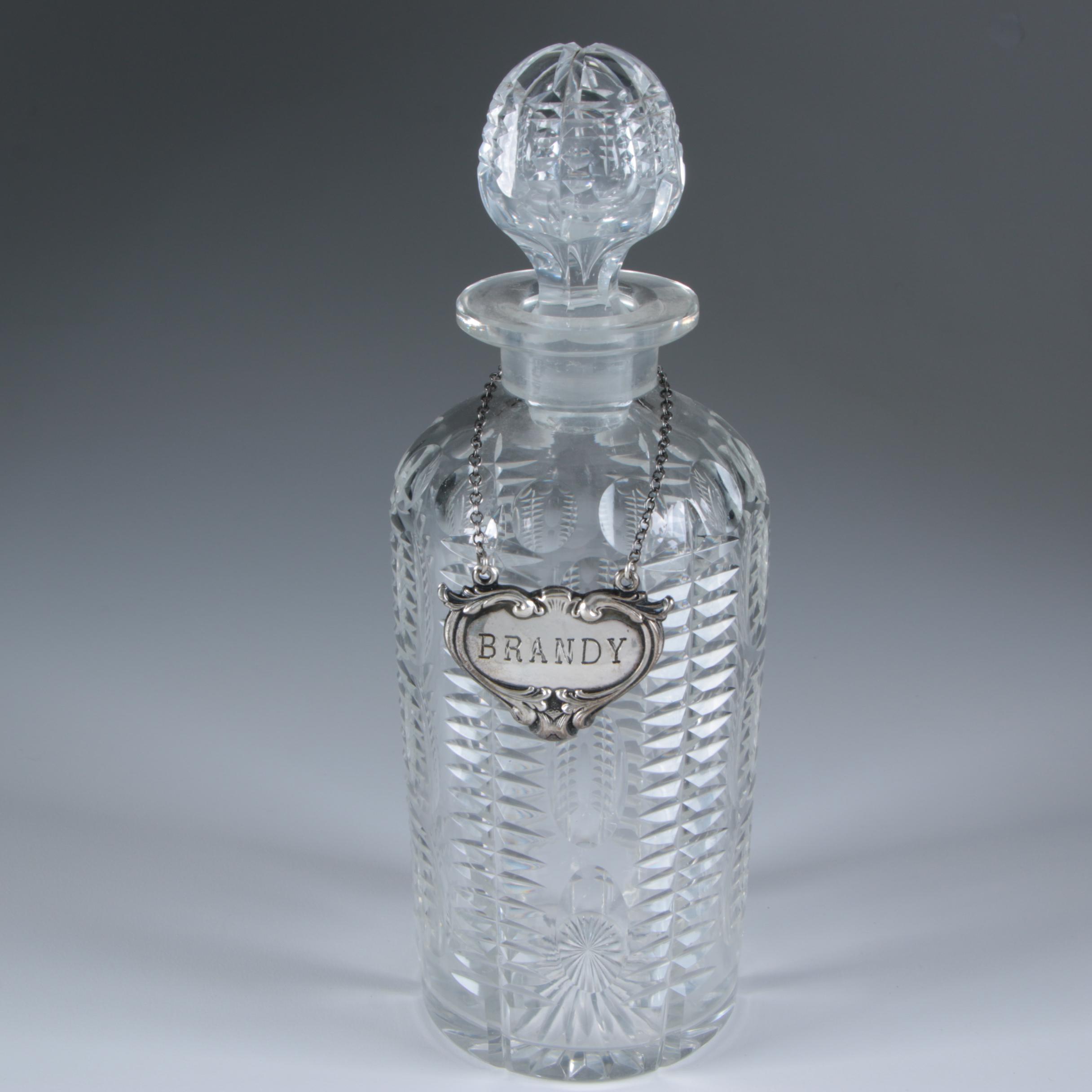 Cut Glass Decanters with Sterling Silver Labels