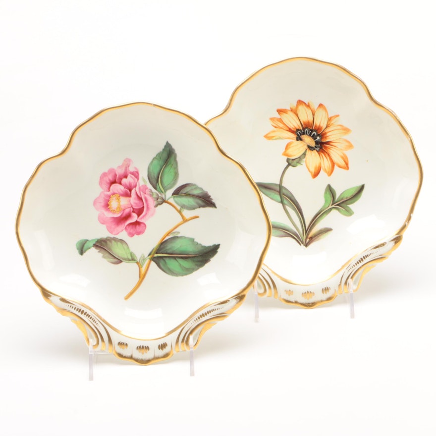 Duesbury Derby Botanical Painted Shell Dessert Shell Dishes