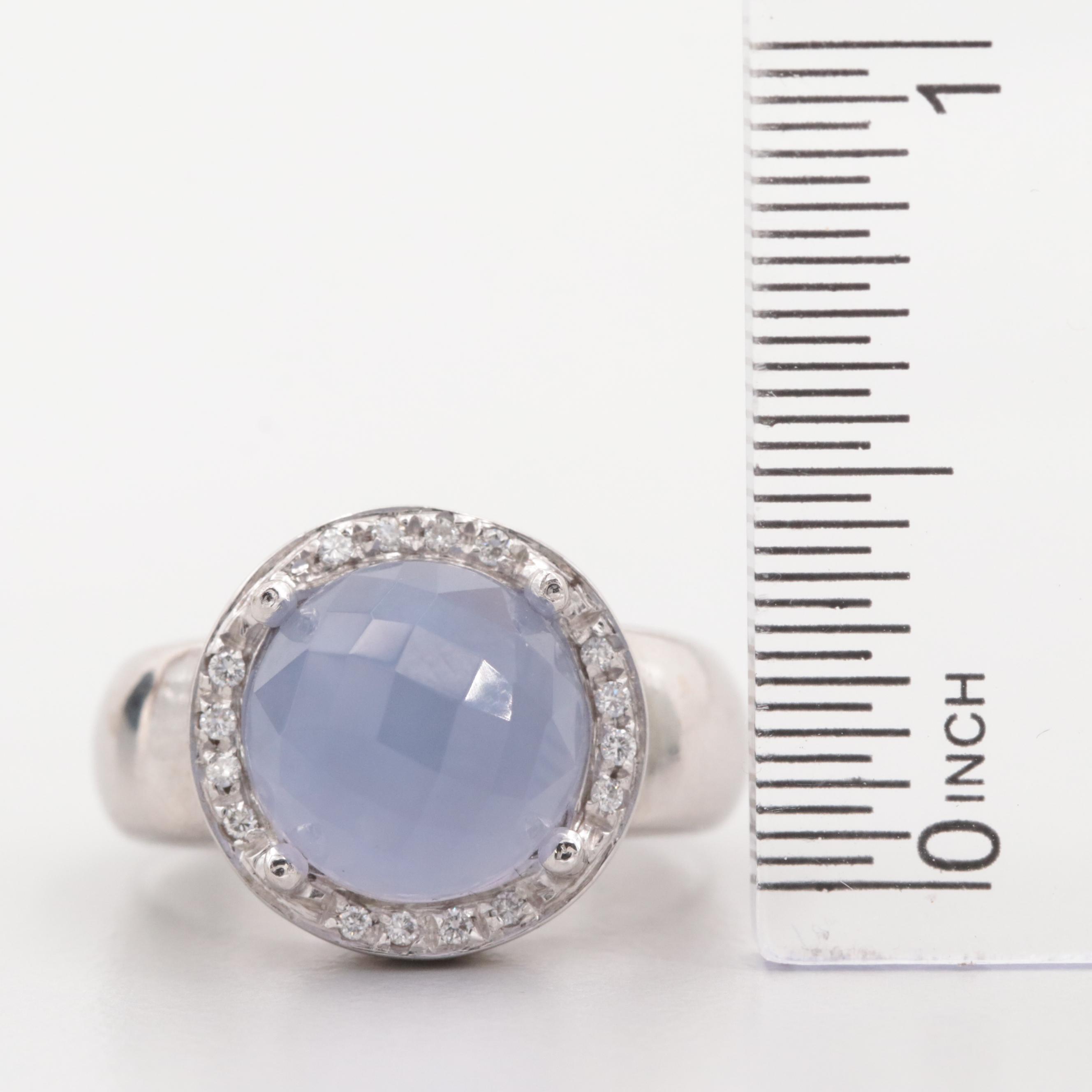 Rina Limor 18K White Gold Chalcedony and Diamond Ring