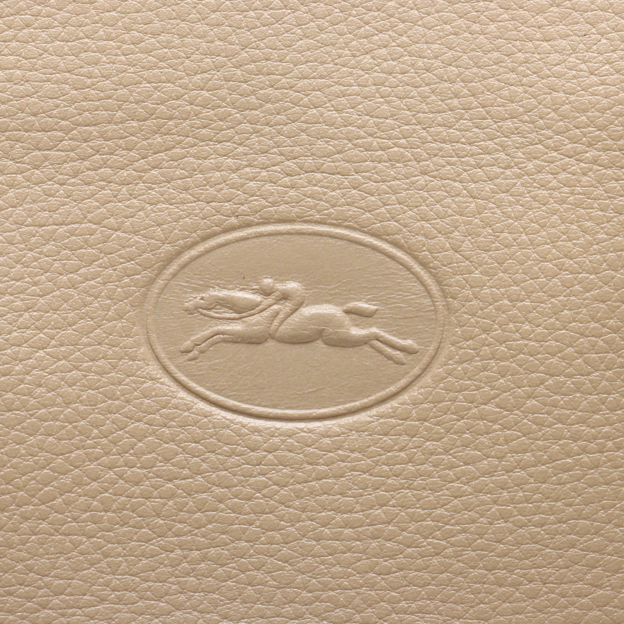 Longchamp Beige Pebbled Leather Tote
