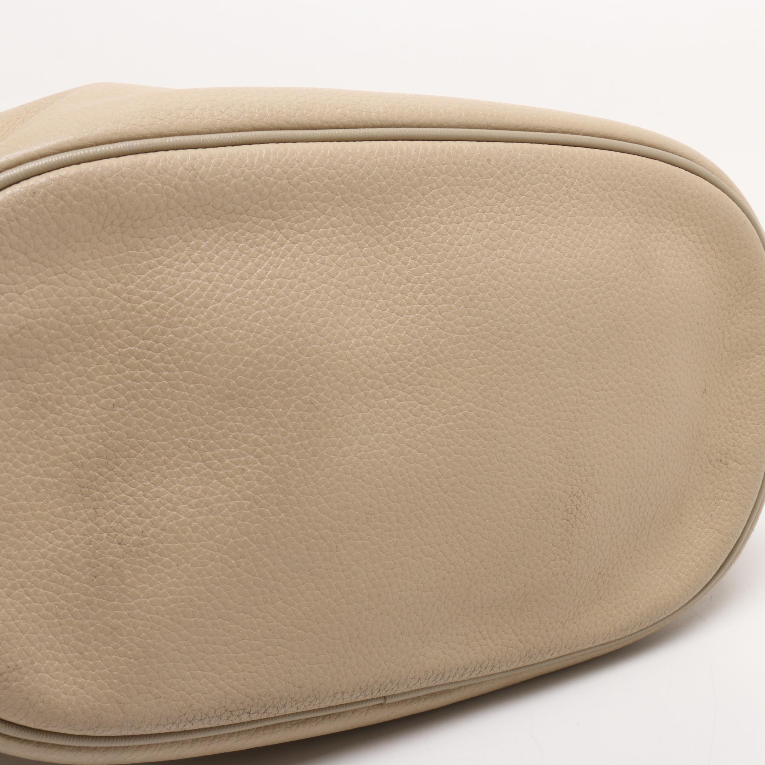 Longchamp Beige Pebbled Leather Tote