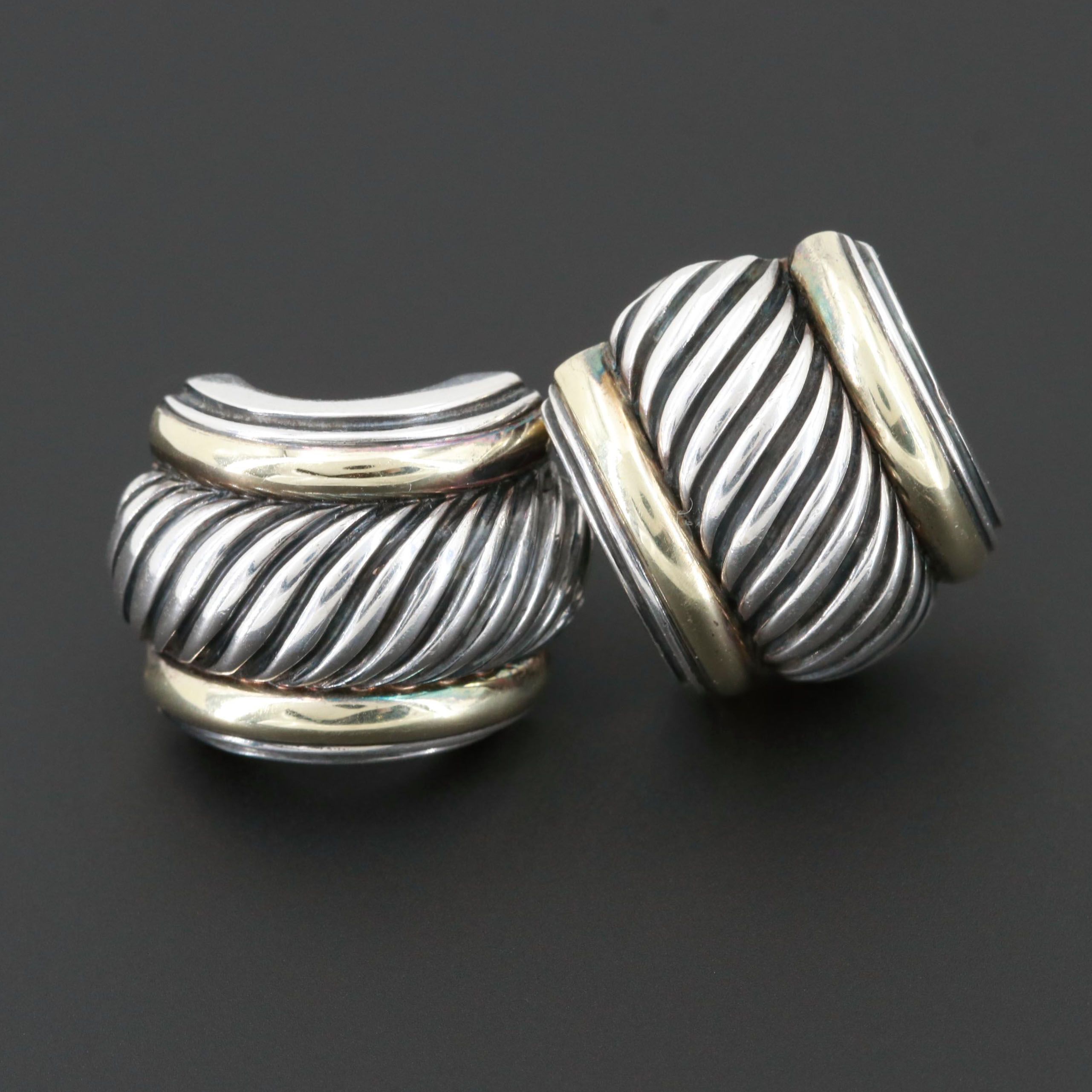 David Yurman Sterling Silver and 14K Earrings