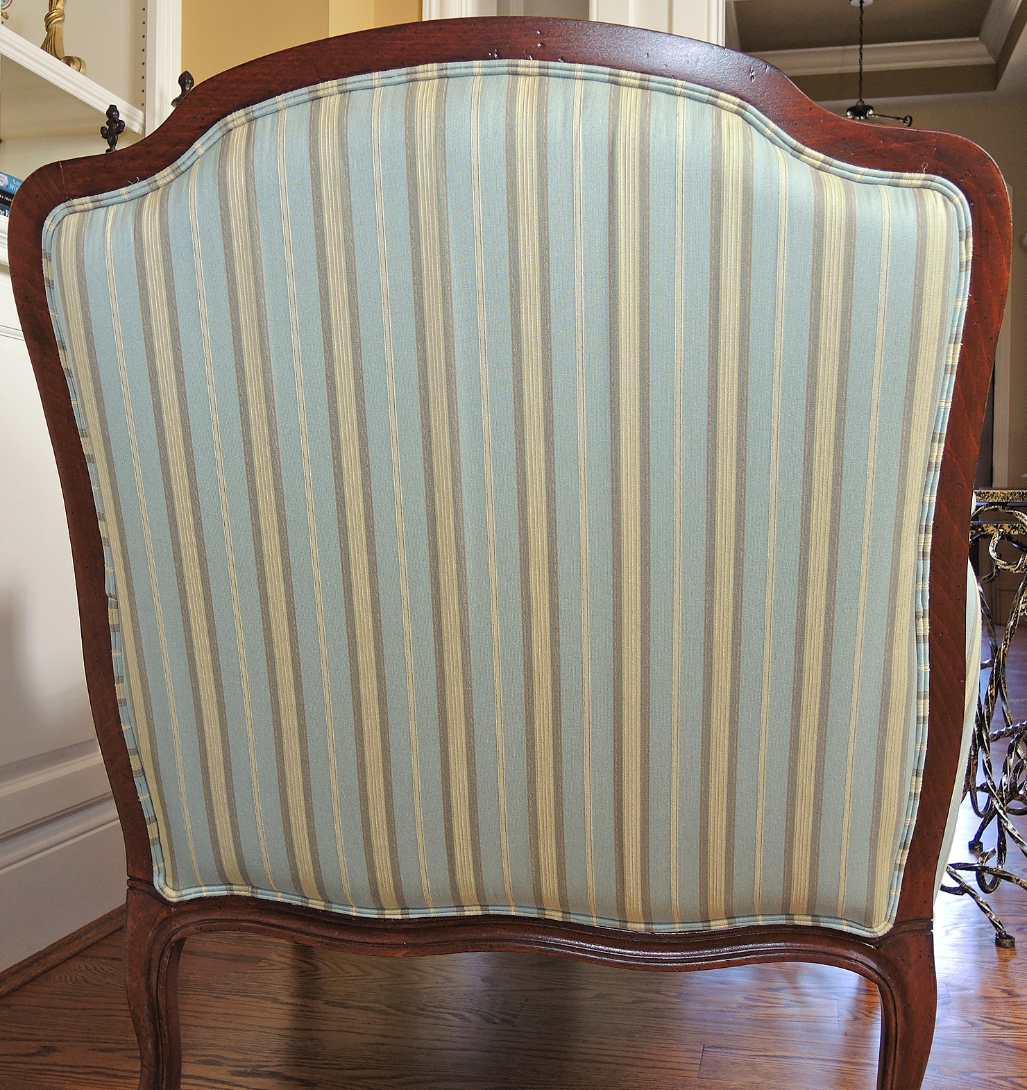 Ethan Allen "Versailles" Wood Framed Arm Chair and Ottoman