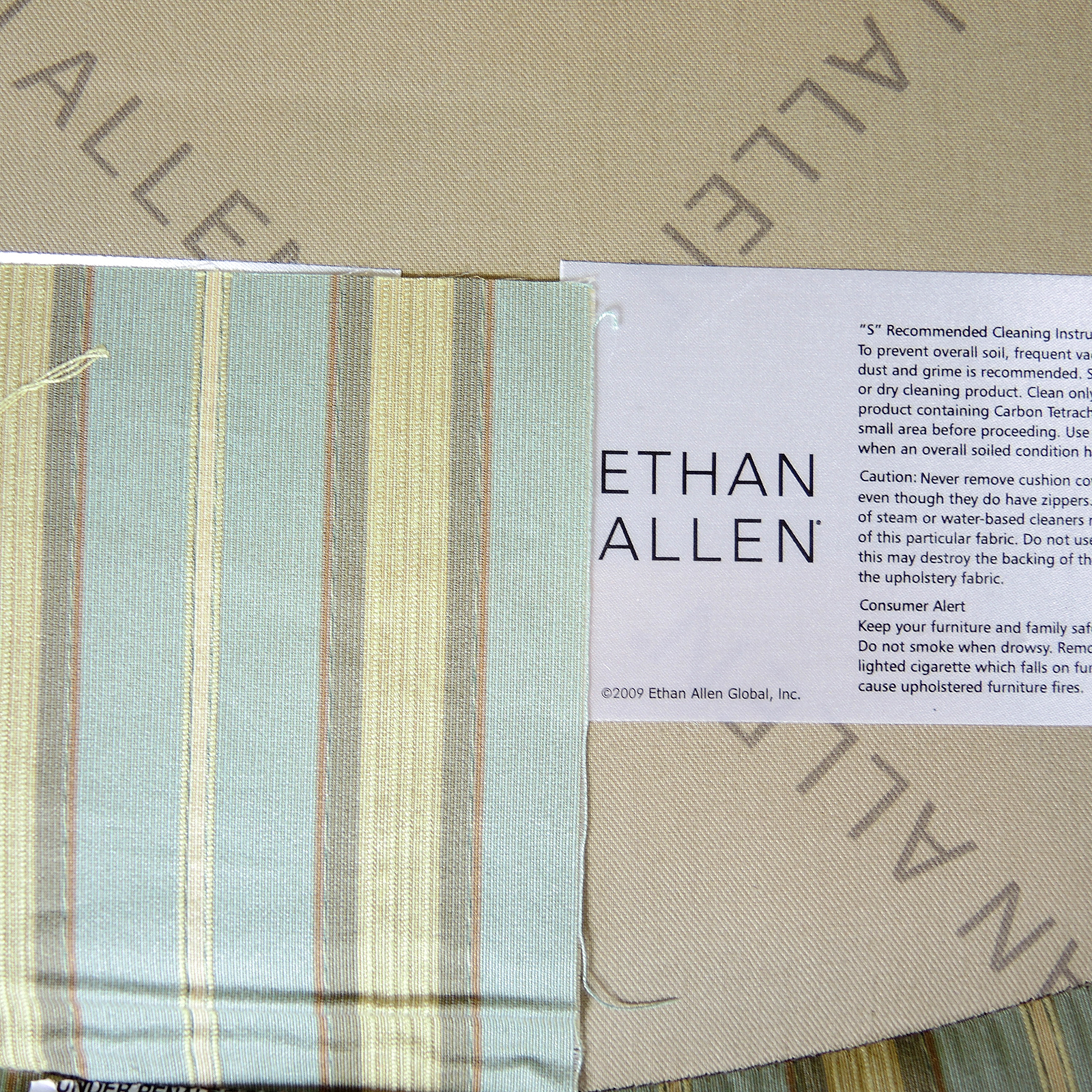 Ethan Allen "Versailles" Wood Framed Arm Chair and Ottoman