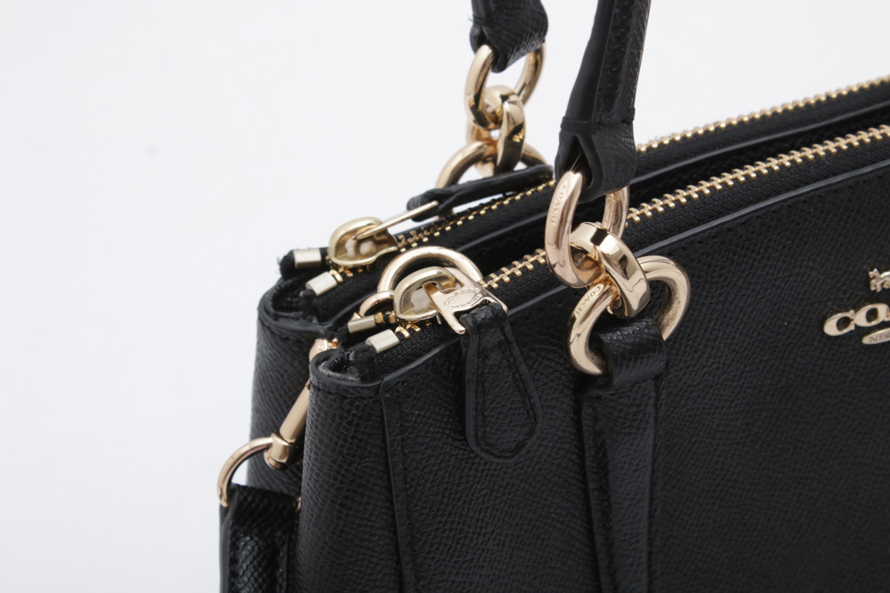 Coach Mini Christie Black Leather Carryall Satchel with Shoulder Strap