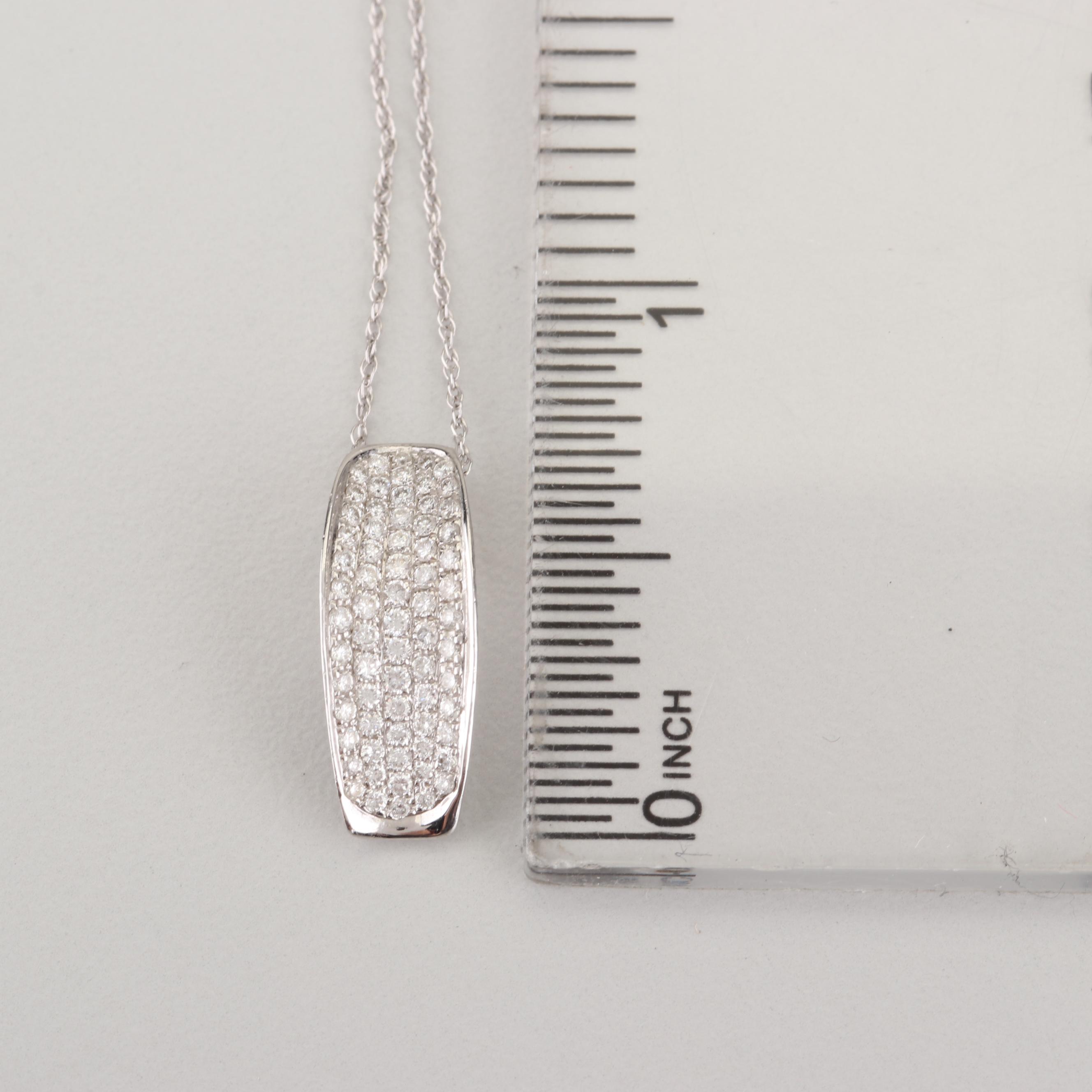 14K White Gold Diamond Pendant Necklace