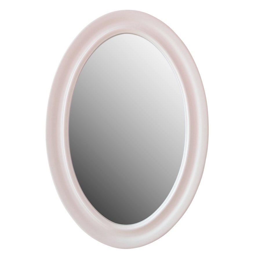 Contemporary White Painted Oval Wall Mirror