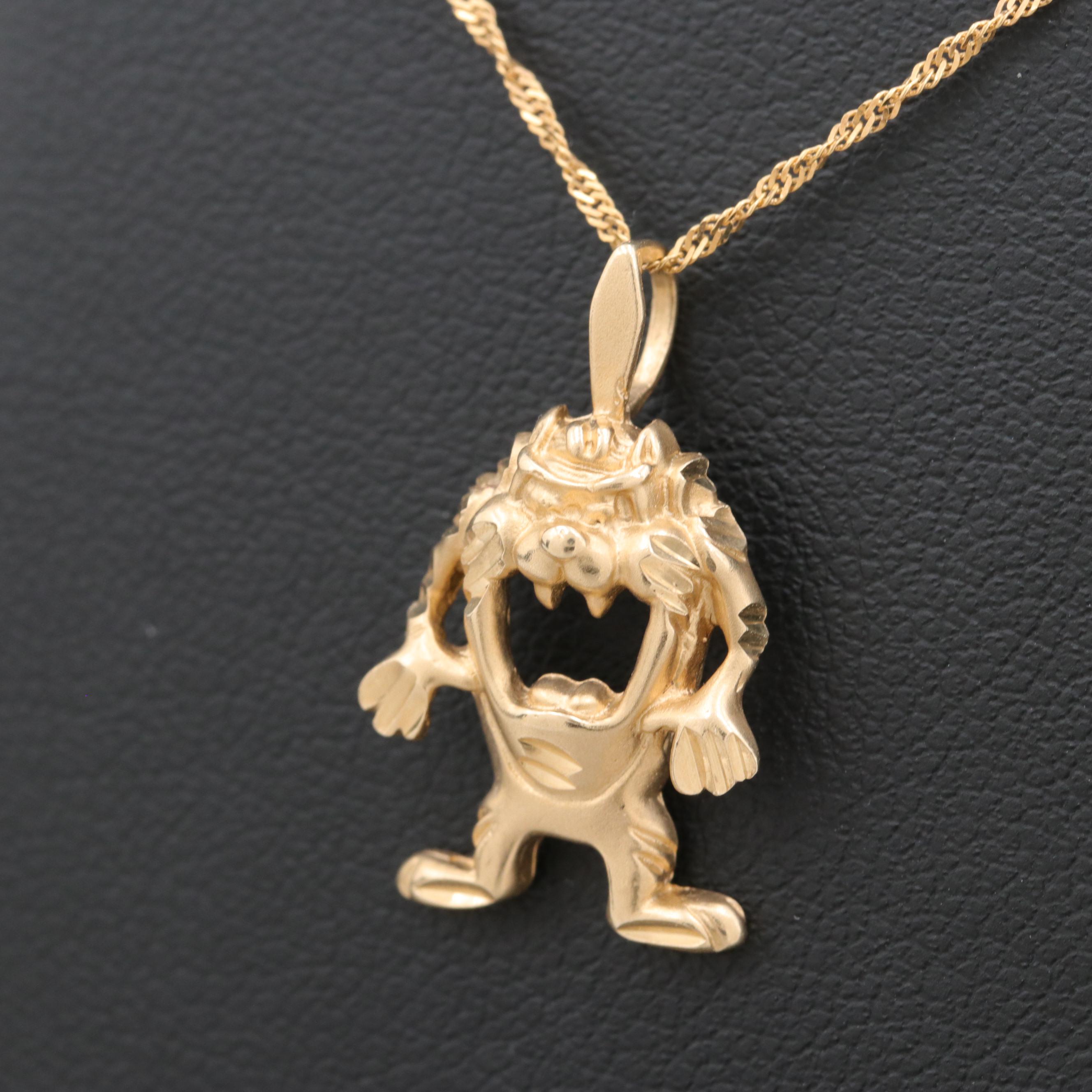 Michael Anthony 14K Yellow Gold "Taz" the Tasmanian Devil Pendant Necklace