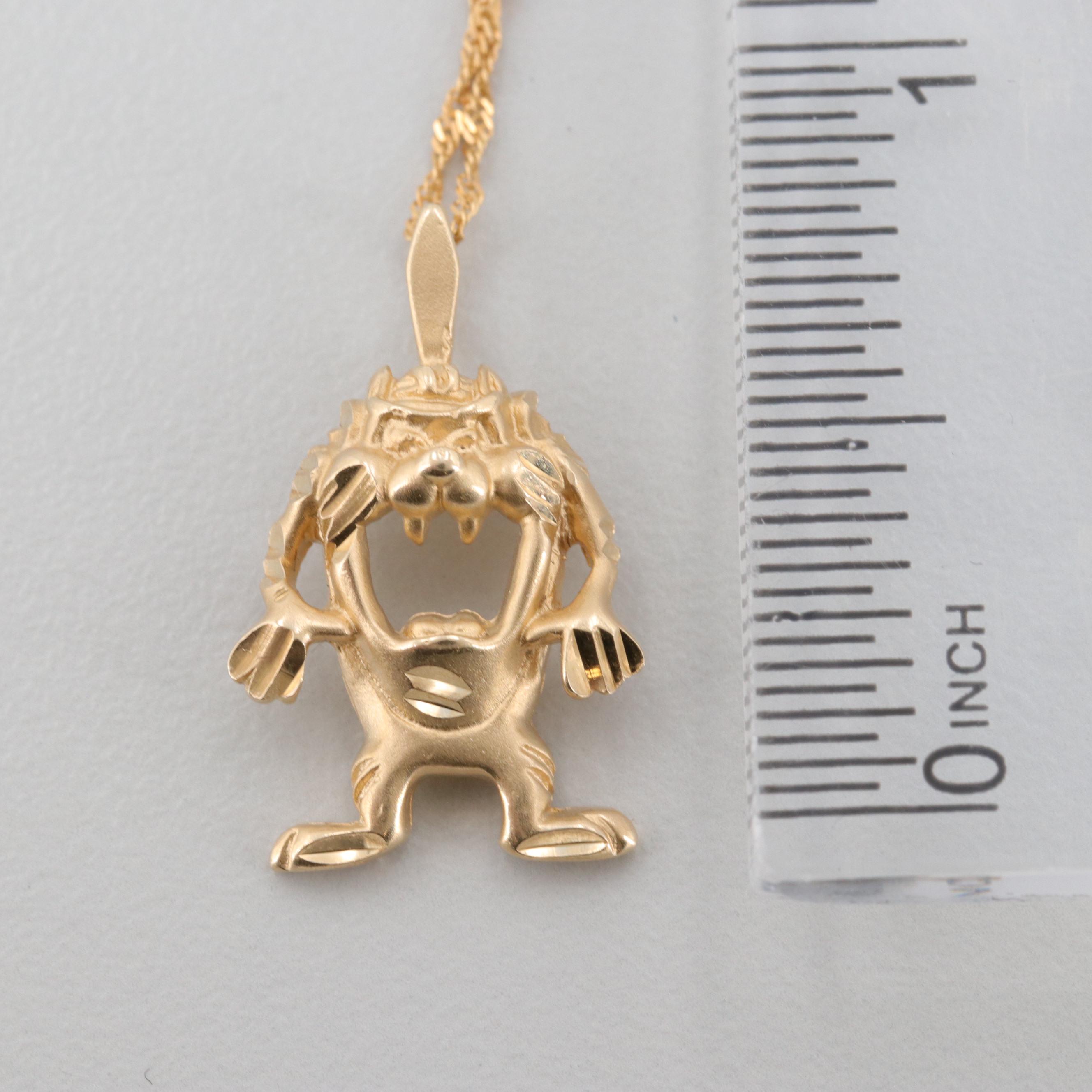 Michael Anthony 14K Yellow Gold "Taz" the Tasmanian Devil Pendant Necklace