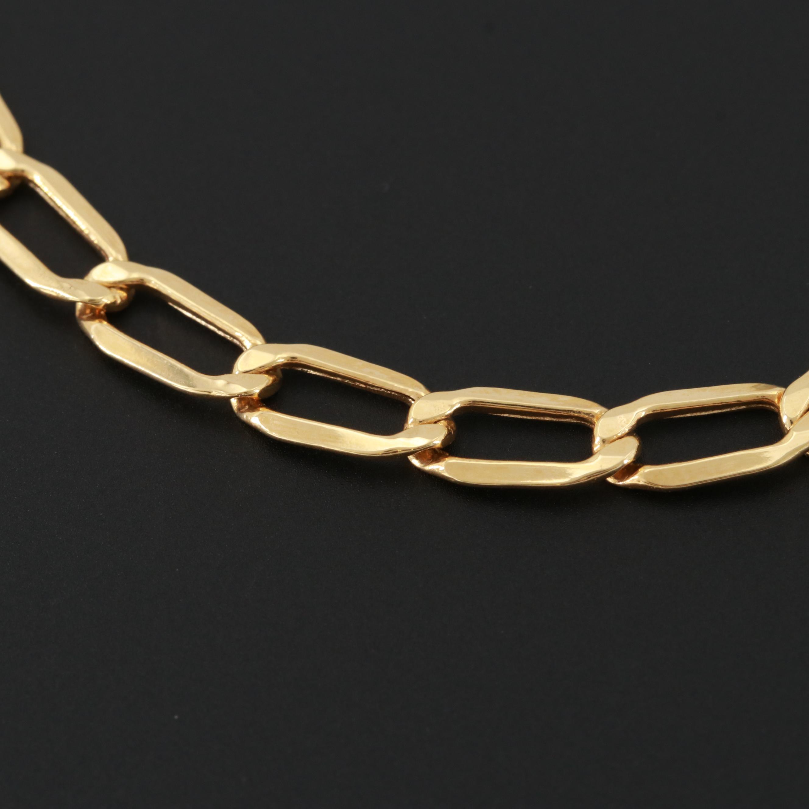 14K Yellow Gold Oval Curb Chain Bracelet
