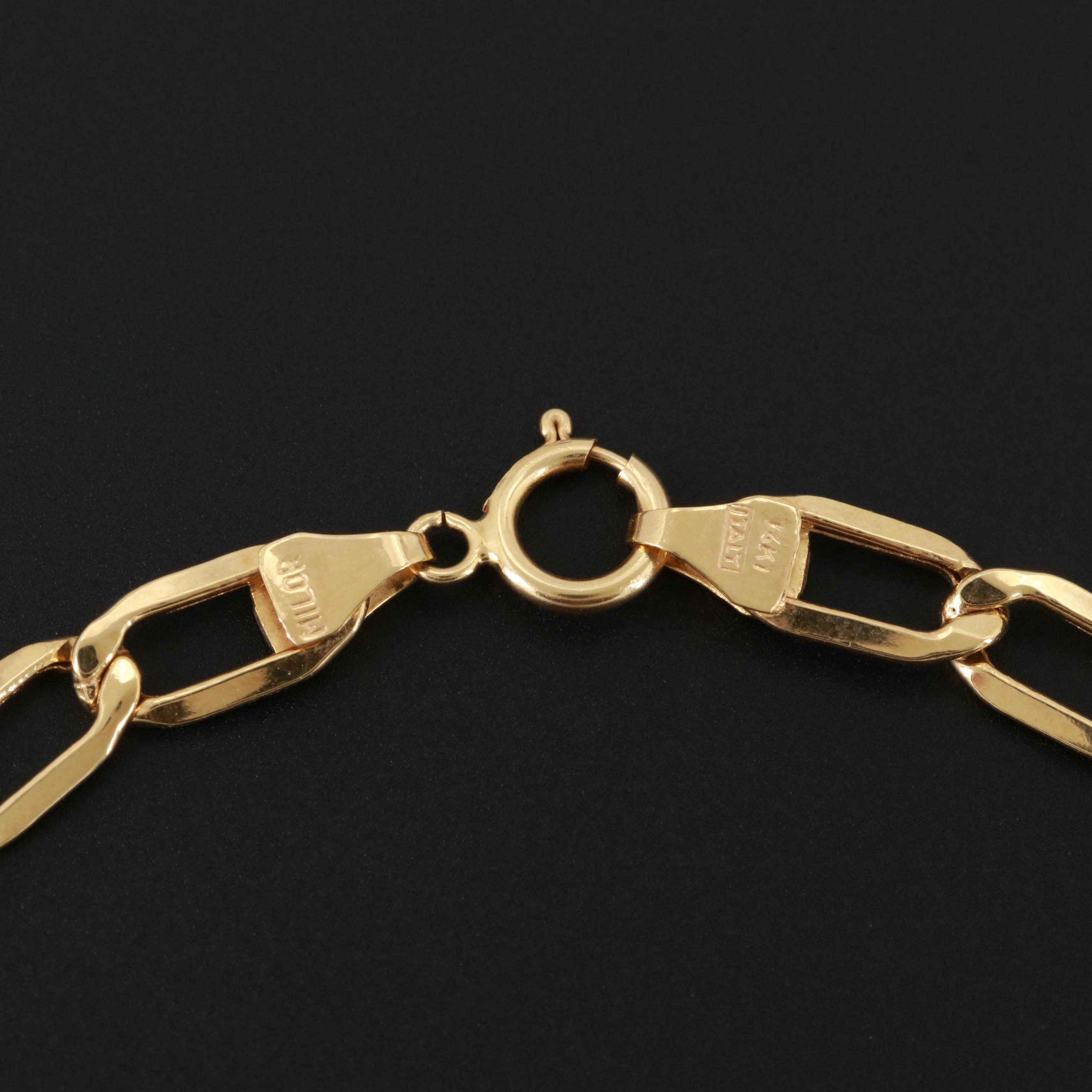 14K Yellow Gold Oval Curb Chain Bracelet