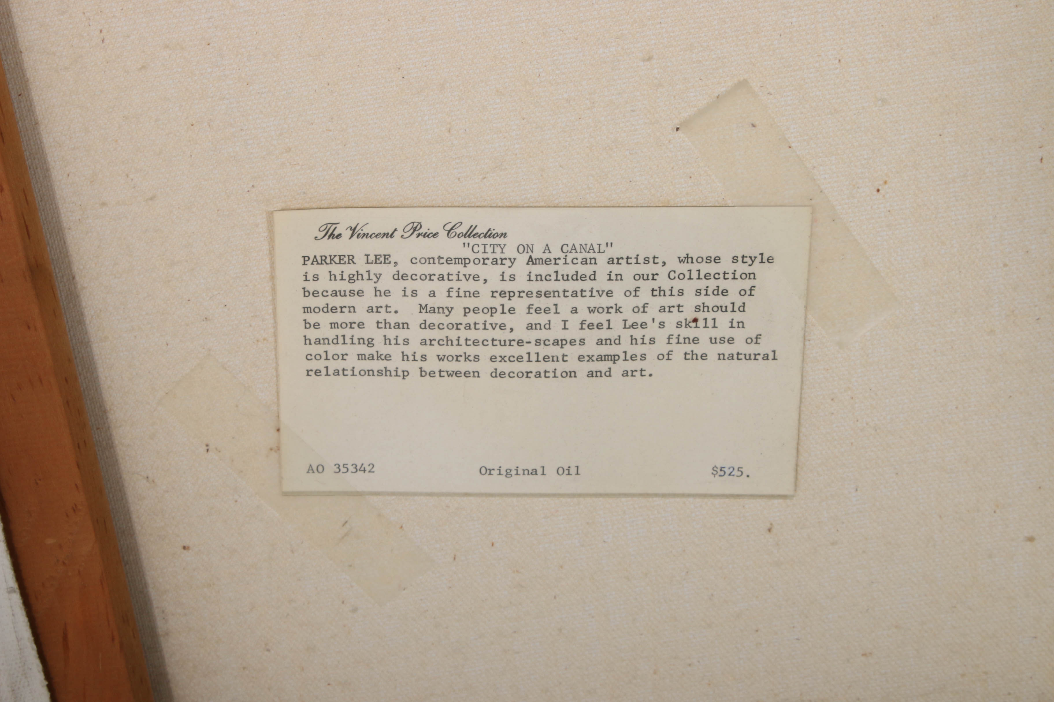 Parker Lee Oil Painting "City on a Canal"