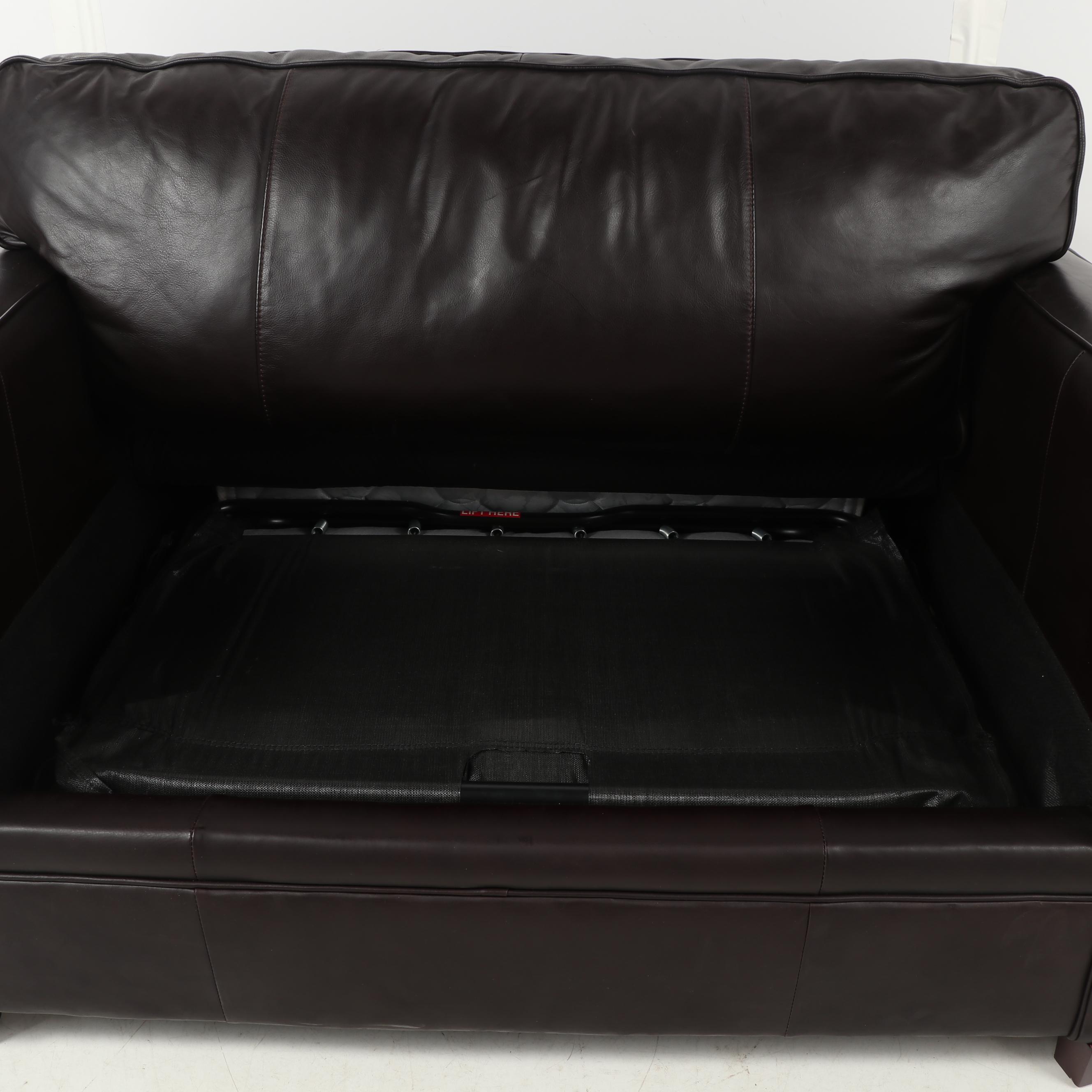 Dark Brown Leather Pull-Out Love Seat
