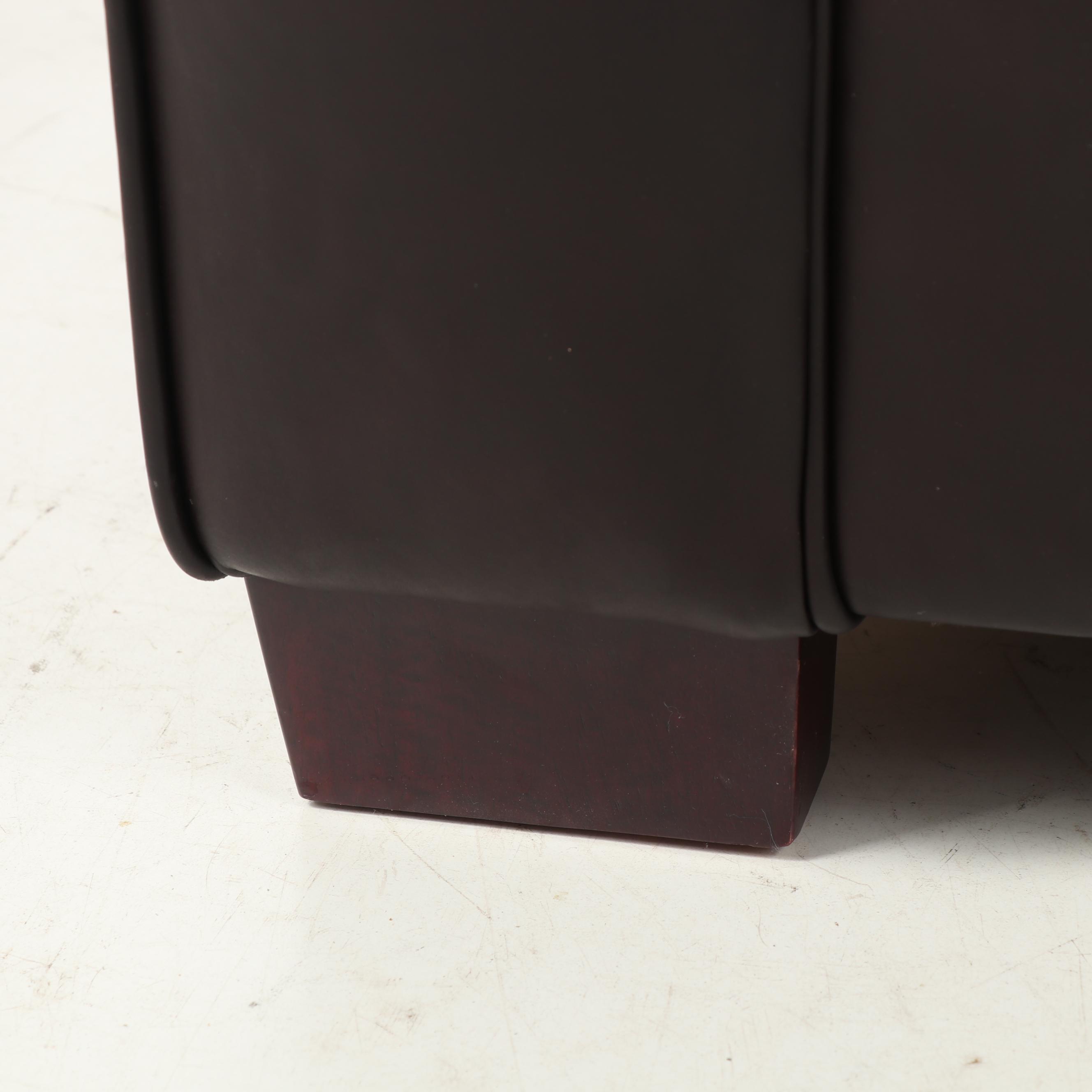 Dark Brown Leather Pull-Out Love Seat