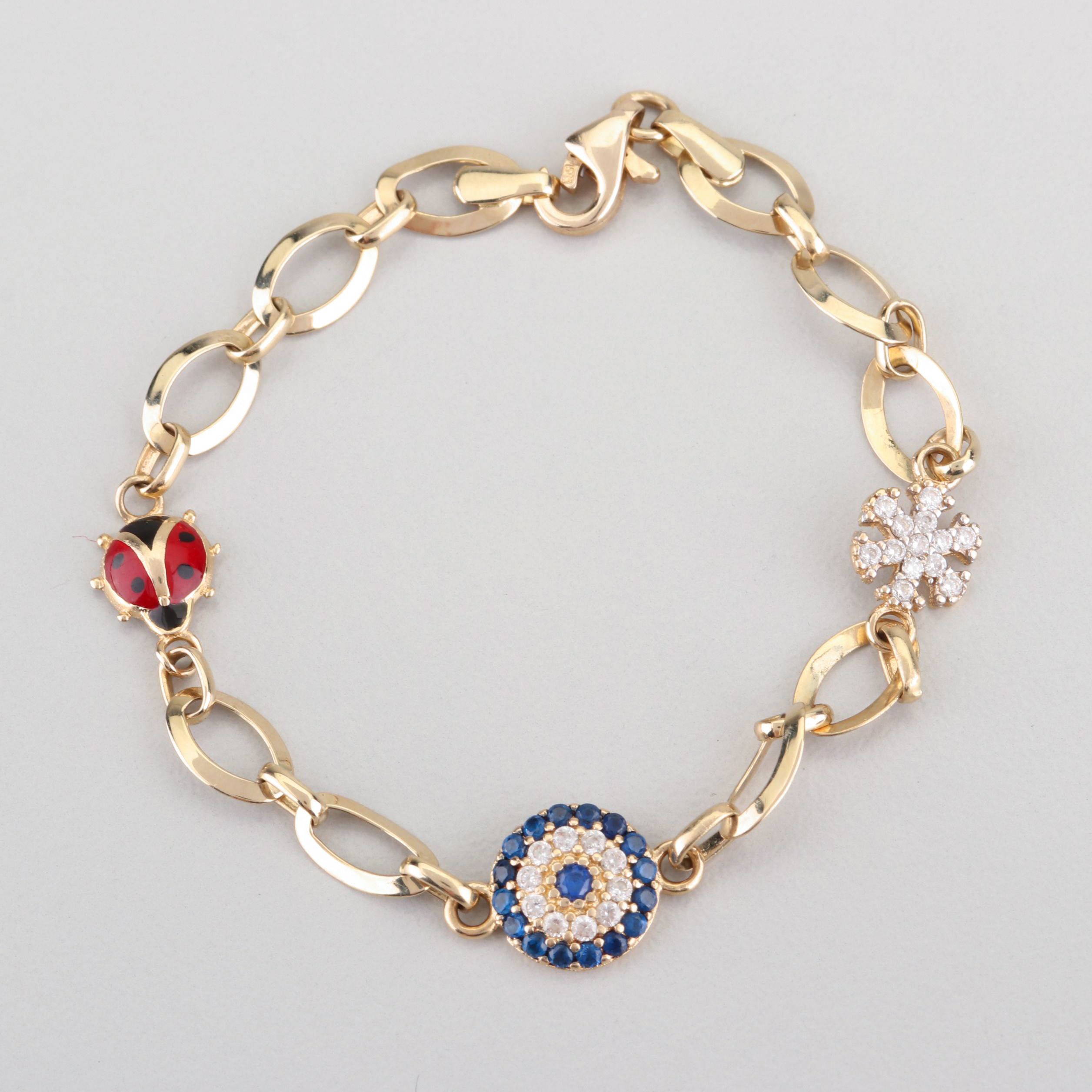 14K Yellow Gold Charm Bracelet