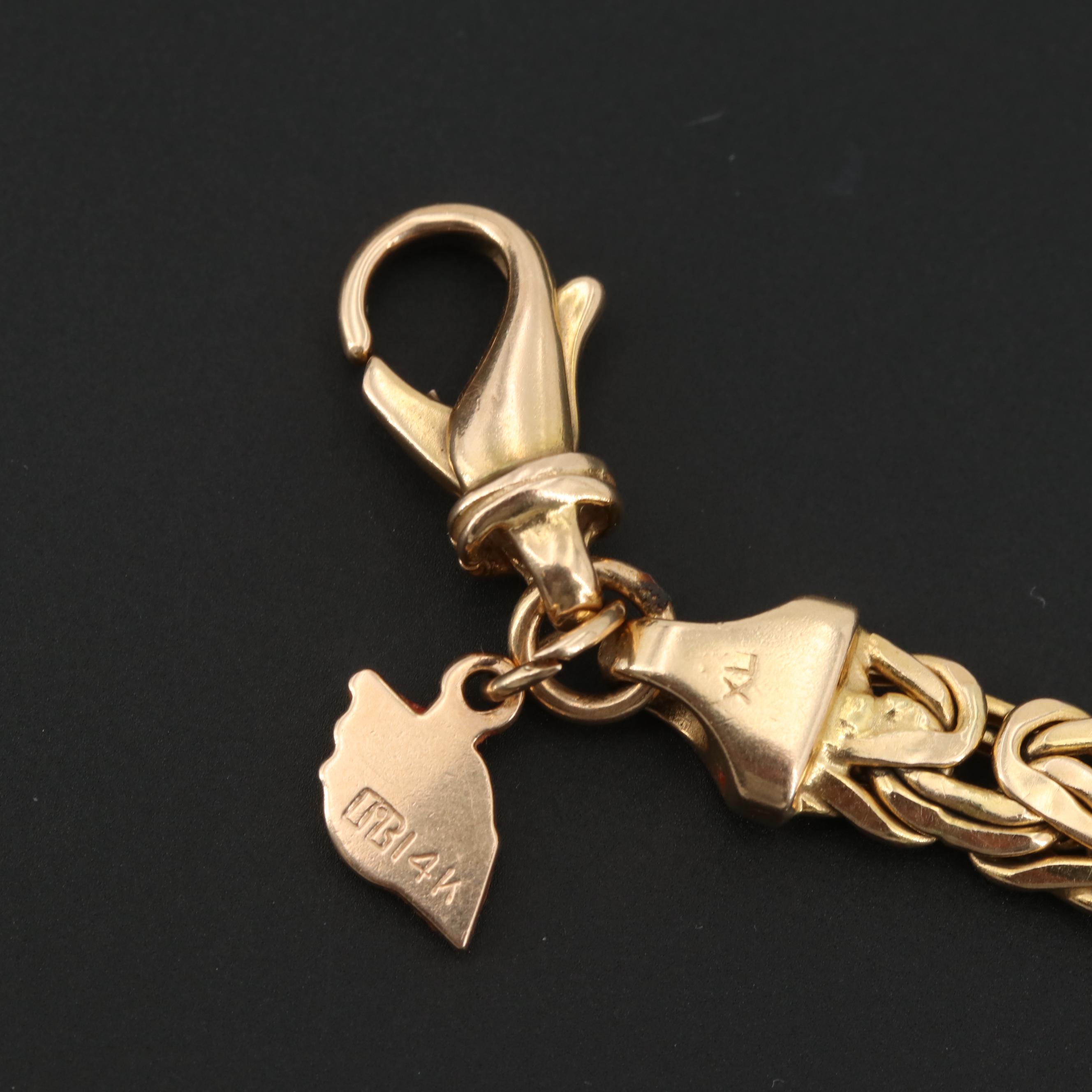 14K Yellow Gold Bracelet with Enamel Charm