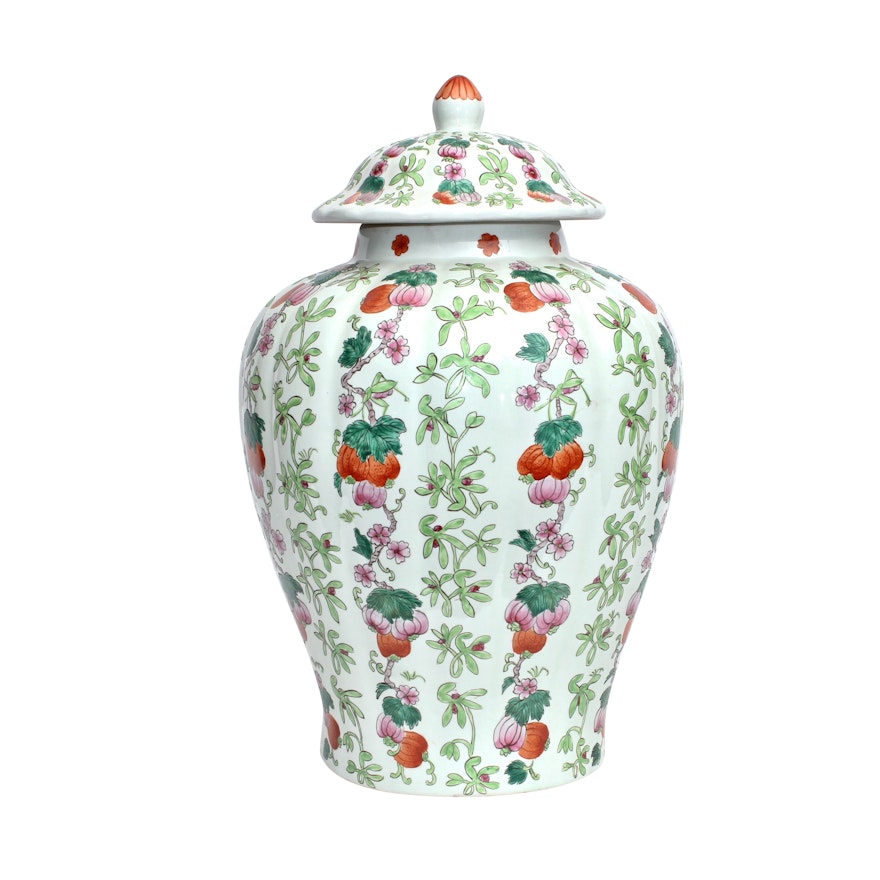 Chinese Porcelain Floral Urn, Vintage