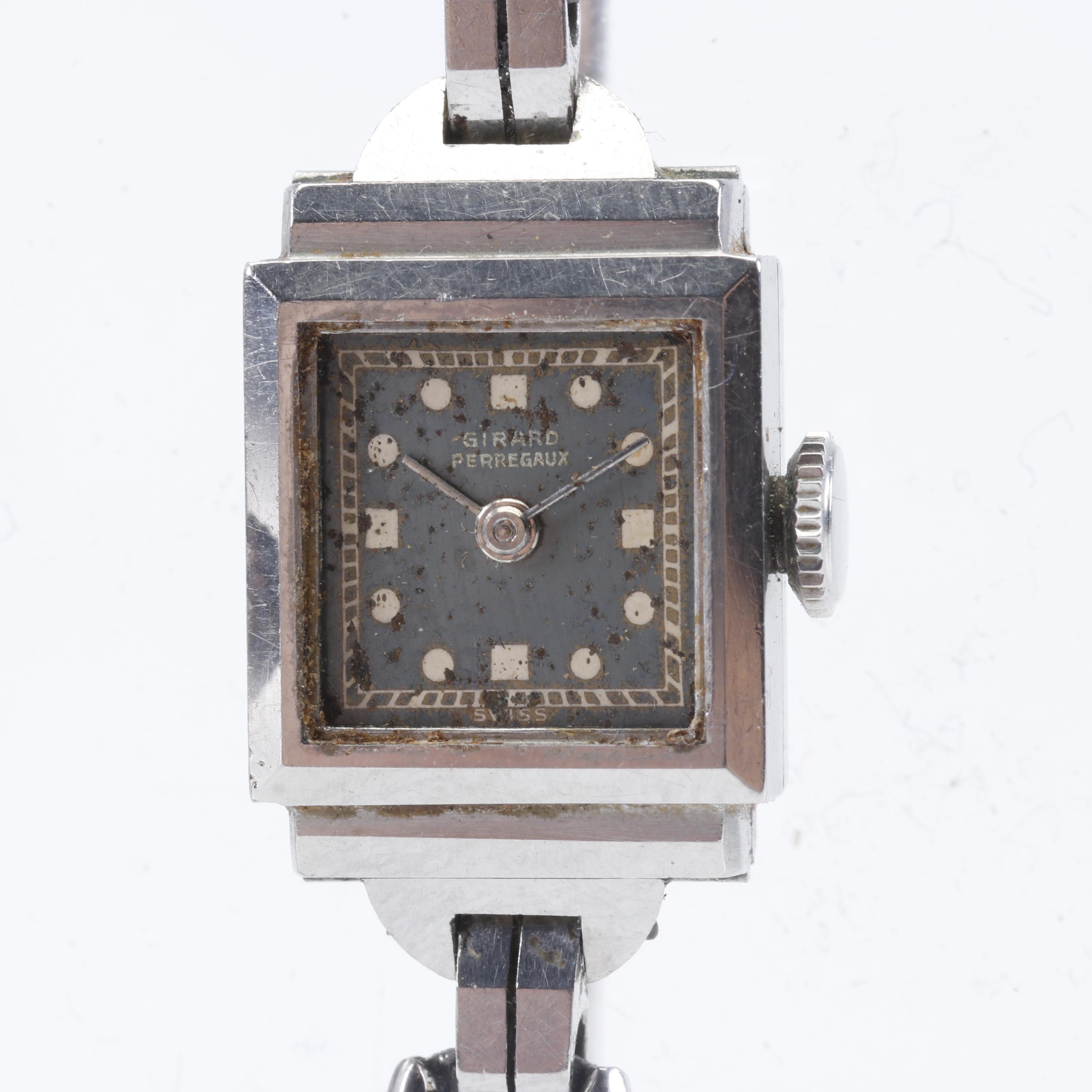 Vintage 14K White Gold Girard-Perregaux Case and Gold Filled Wrist Watches