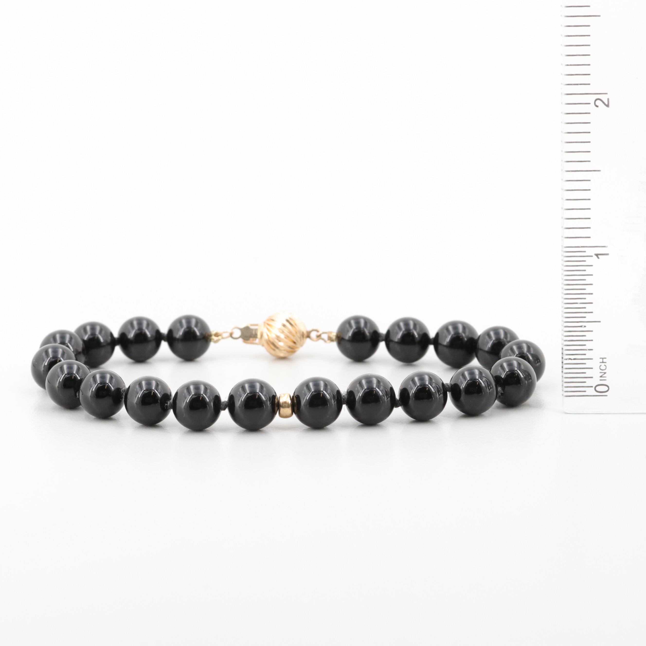 14K Yellow Gold Black Onyx Bracelet