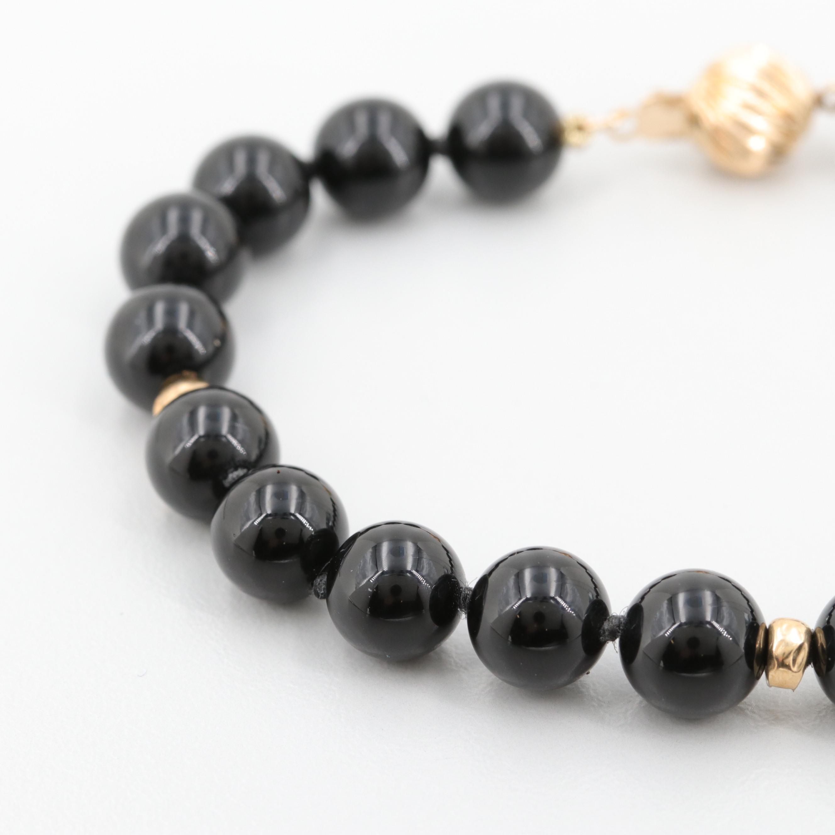 14K Yellow Gold Black Onyx Bracelet