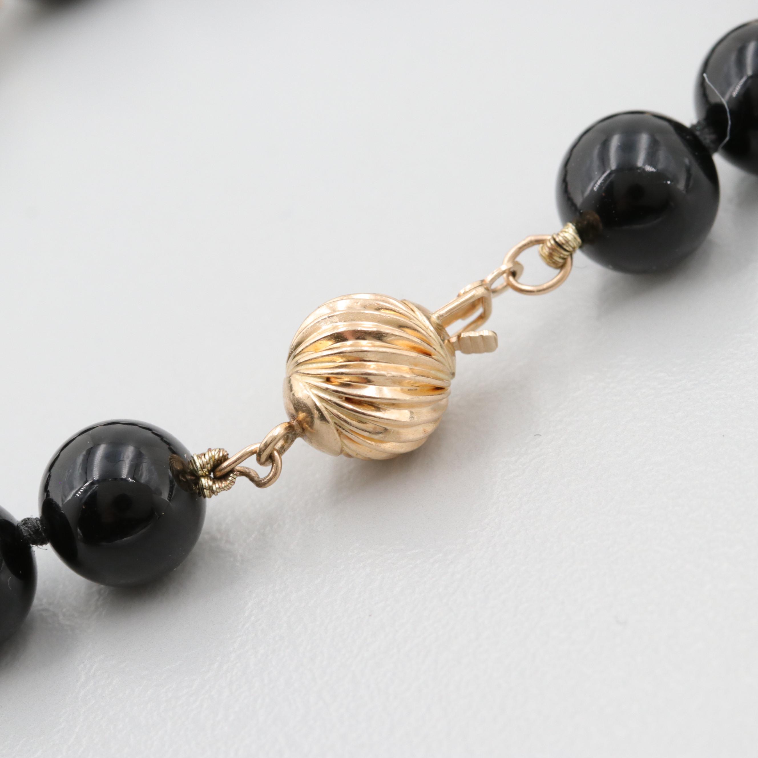 14K Yellow Gold Black Onyx Bracelet