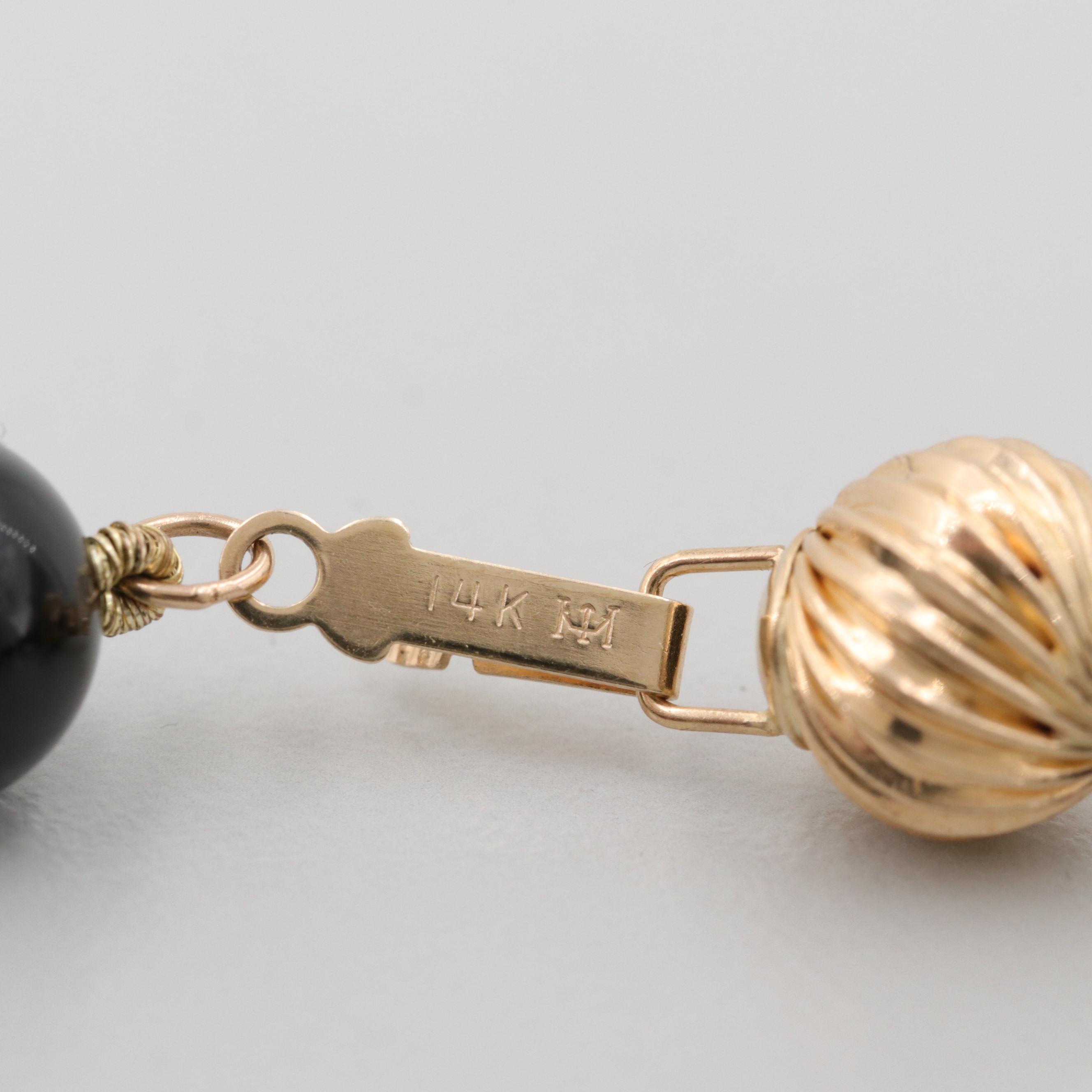 14K Yellow Gold Black Onyx Bracelet