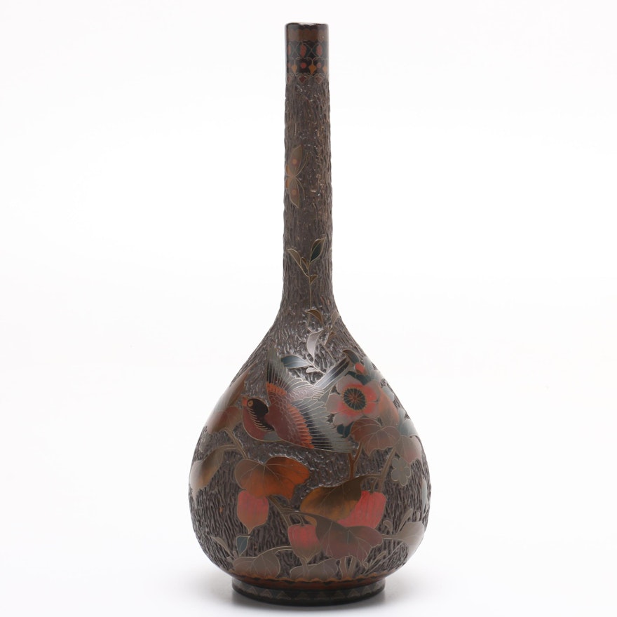 Japanese Jiki-Shippo Cloisonné Porcelain Vase, Meiji Period