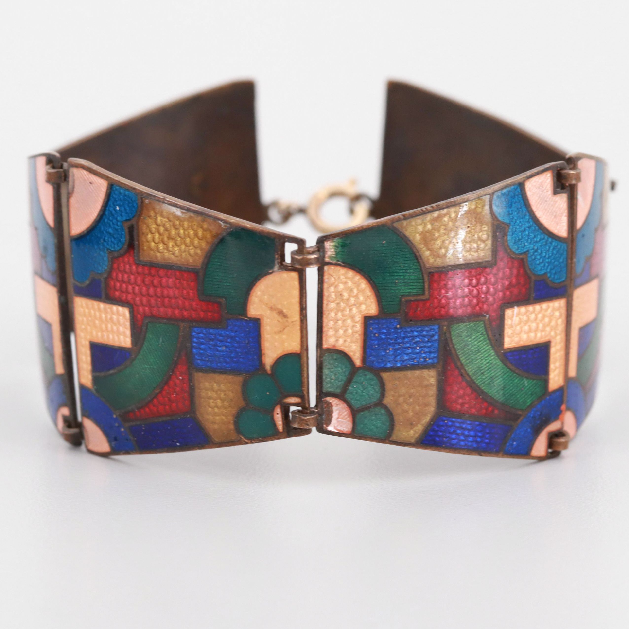 Art Deco Czechoslovakian Gold Tone Enamel Bracelet