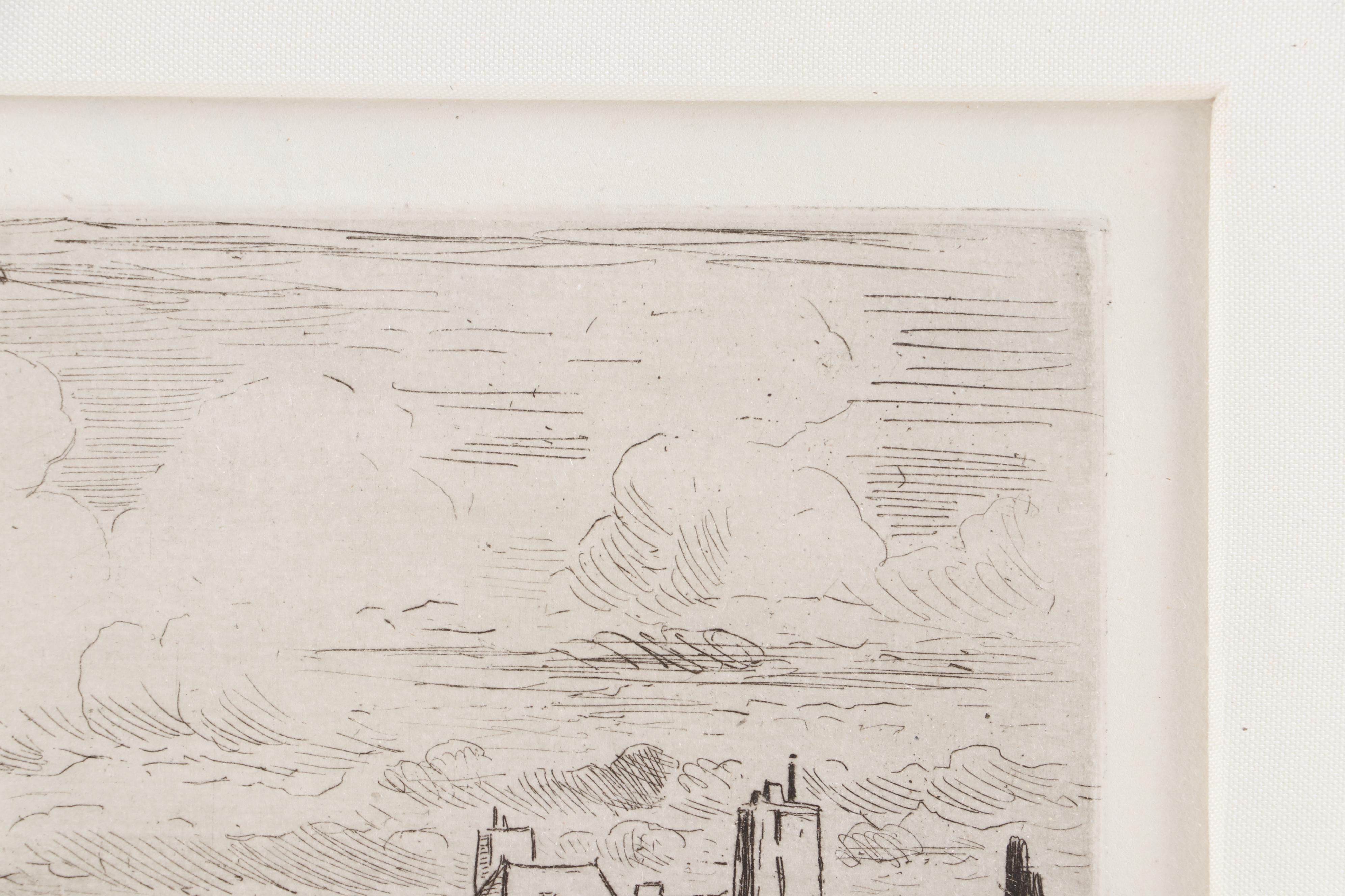 Etching after Felix-Hilaire Buhot "Feuilles d'ânes du Midi"