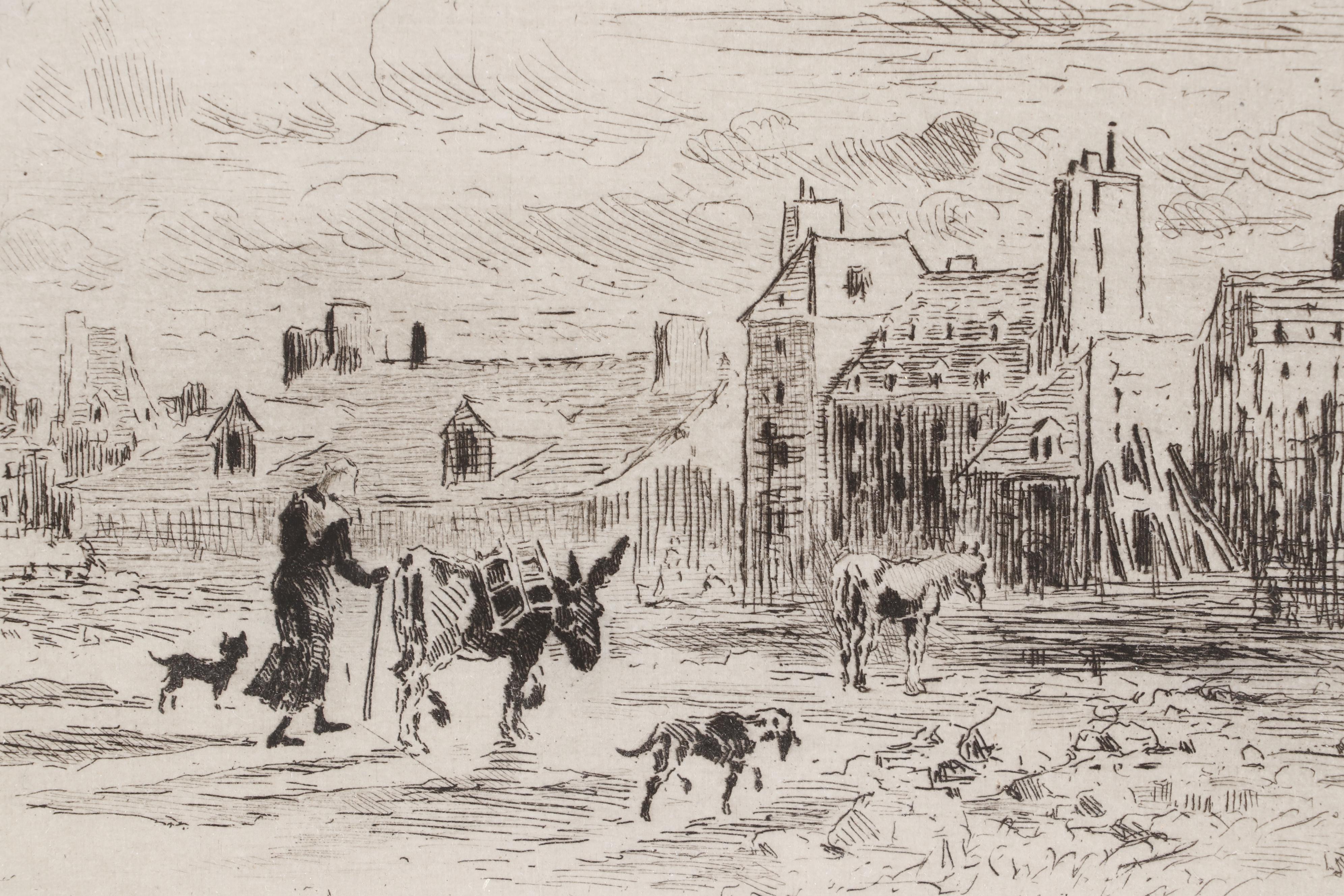 Etching after Felix-Hilaire Buhot "Feuilles d'ânes du Midi"