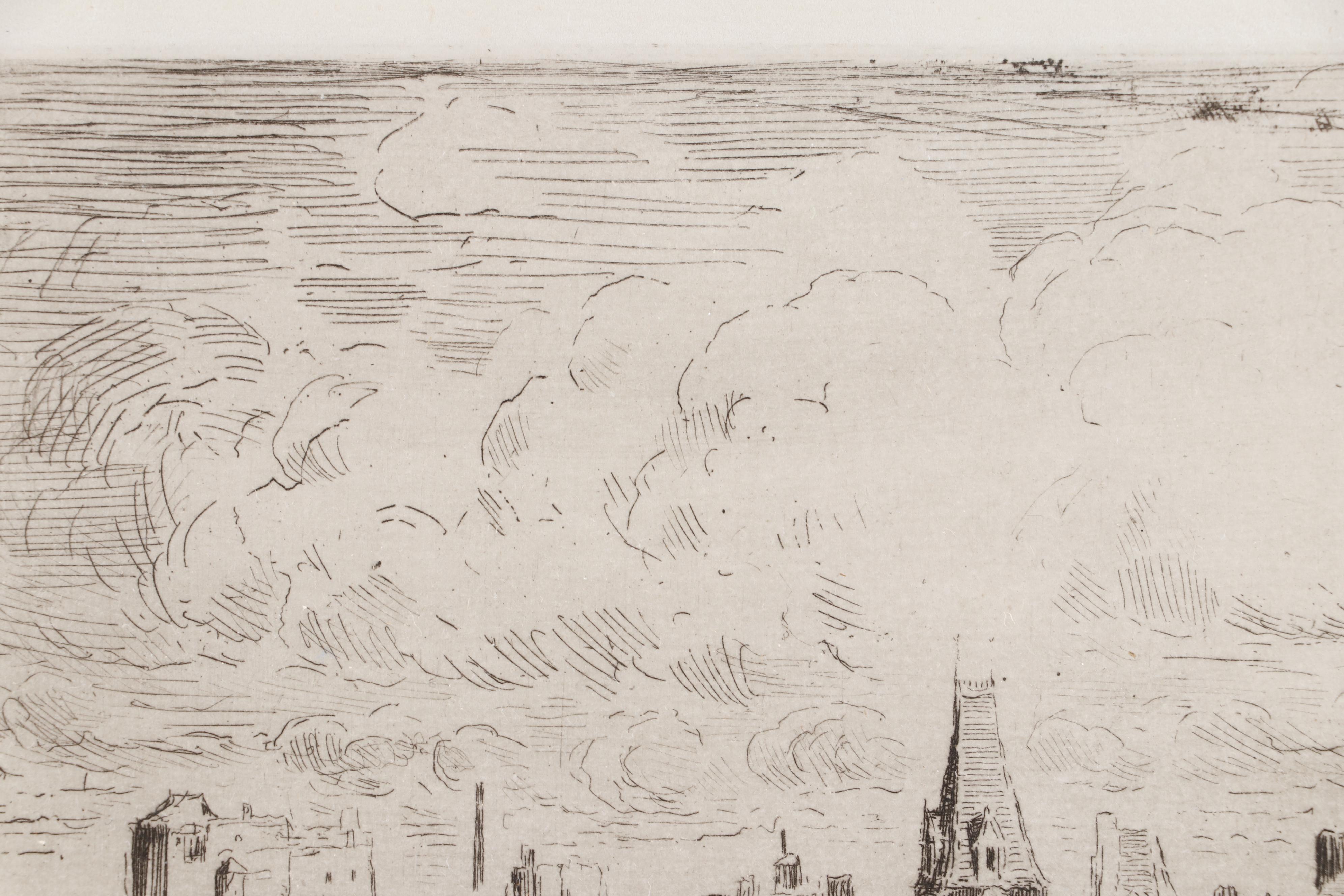 Etching after Felix-Hilaire Buhot "Feuilles d'ânes du Midi"