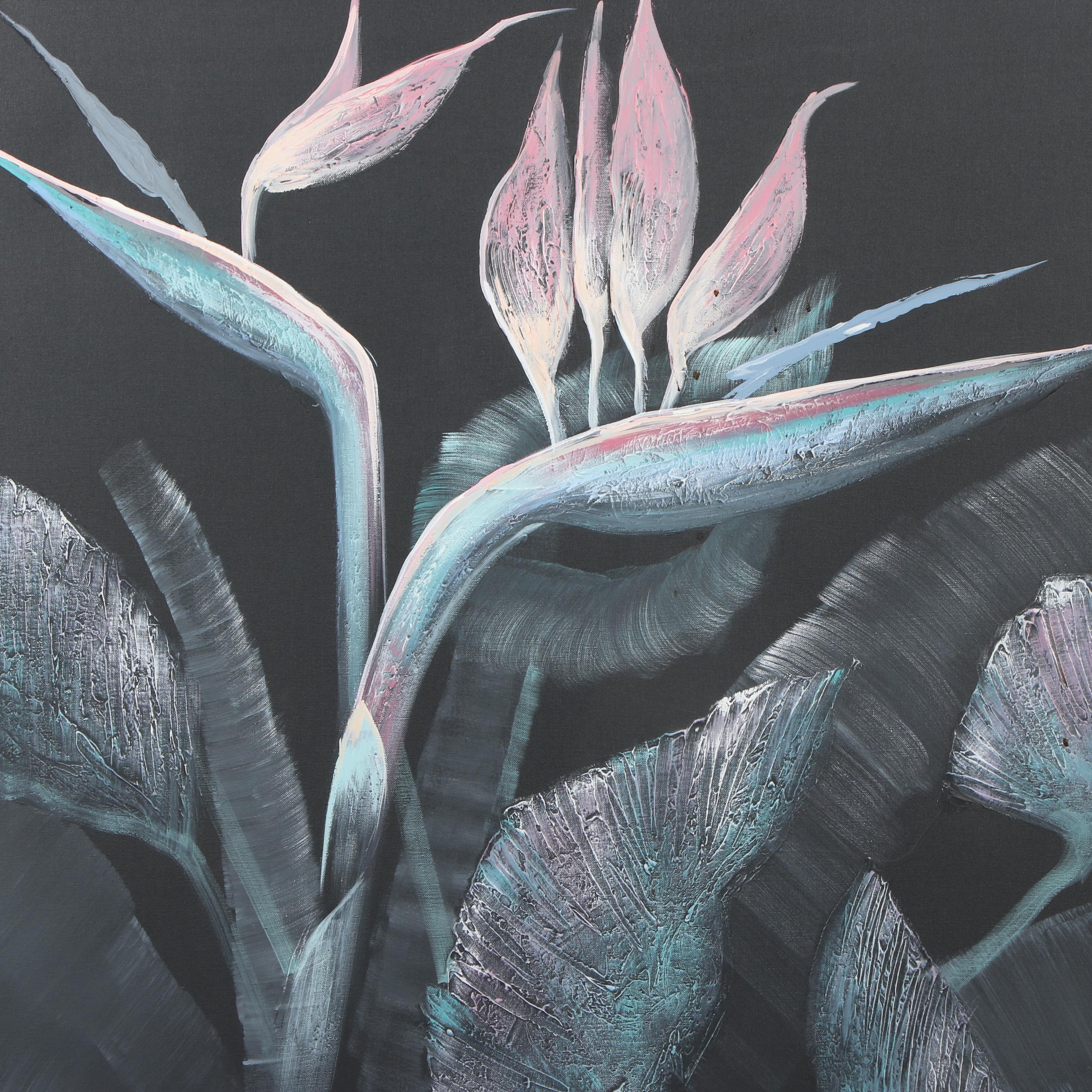 Lee Reynolds Acrylic Painting of Bird of Paradise Flowers