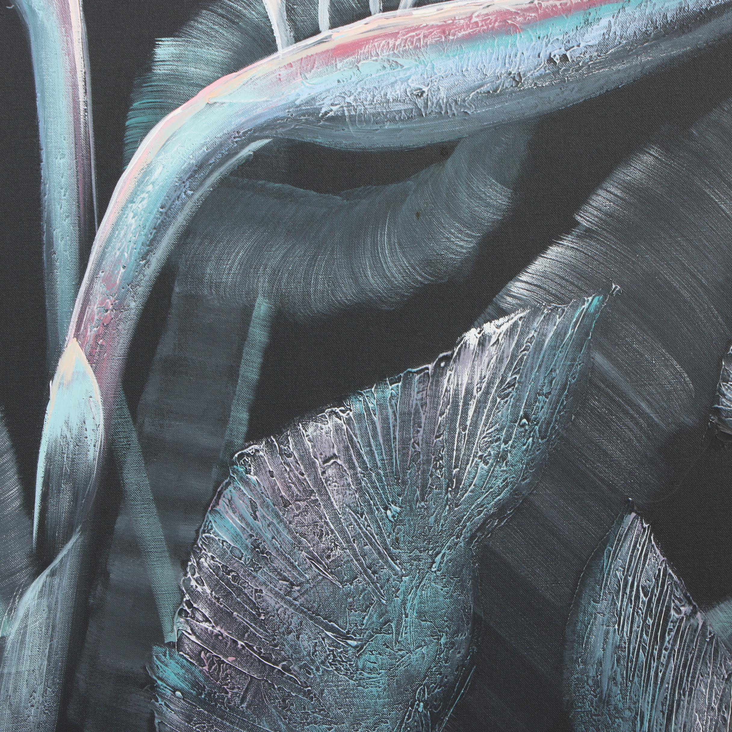 Lee Reynolds Acrylic Painting of Bird of Paradise Flowers