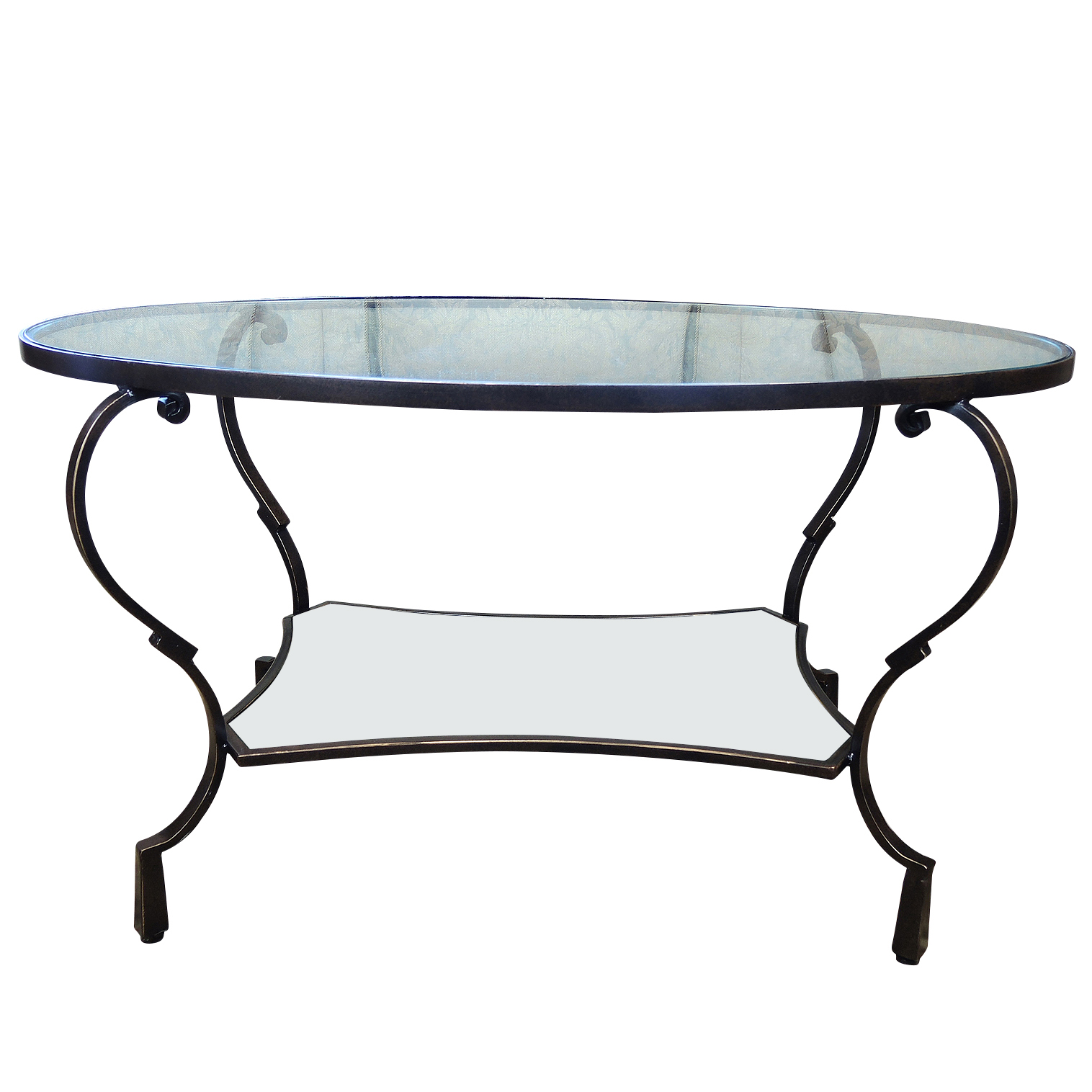 Contemporary Oval Glass Top Coffee Table