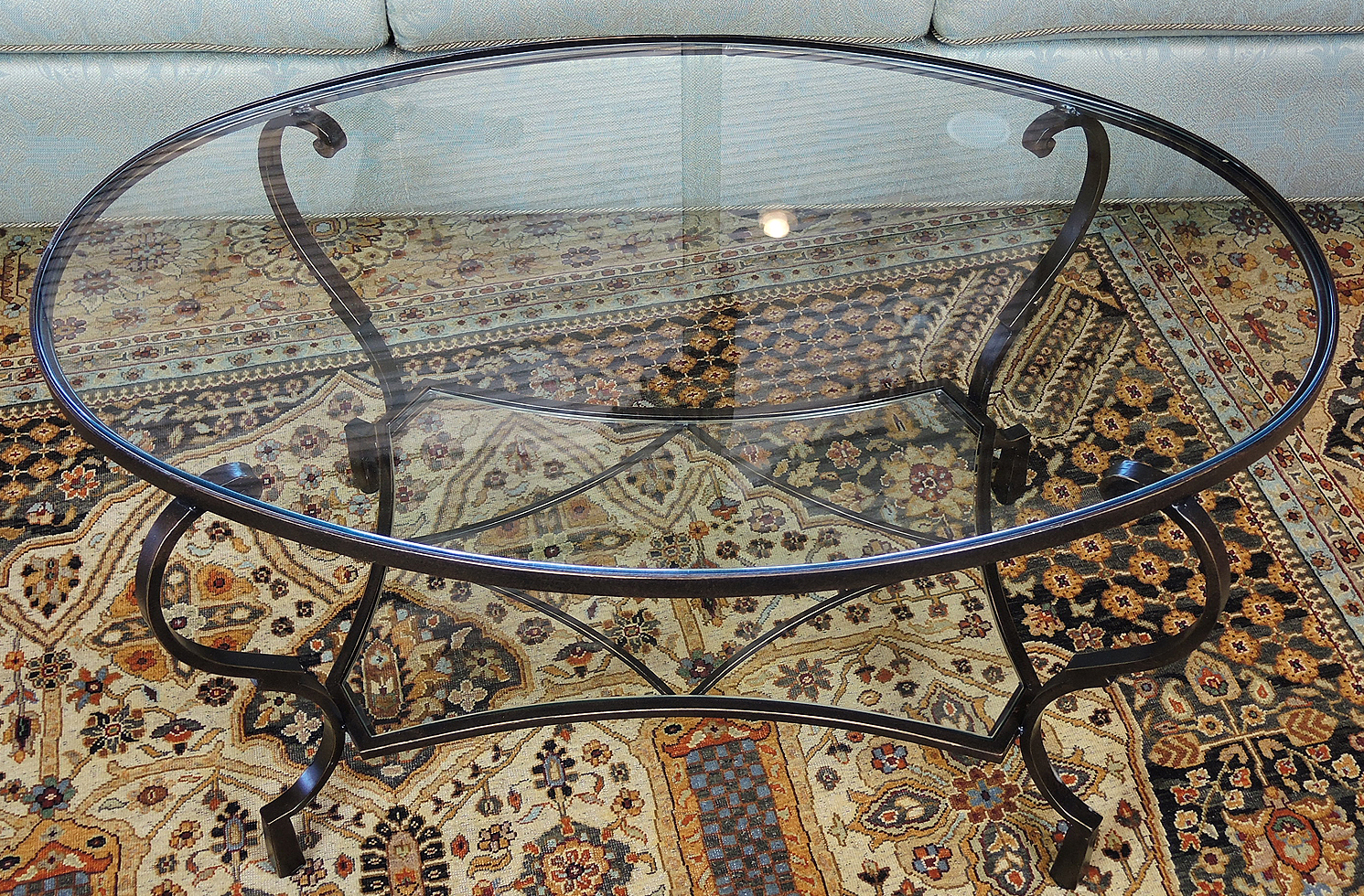 Contemporary Oval Glass Top Coffee Table