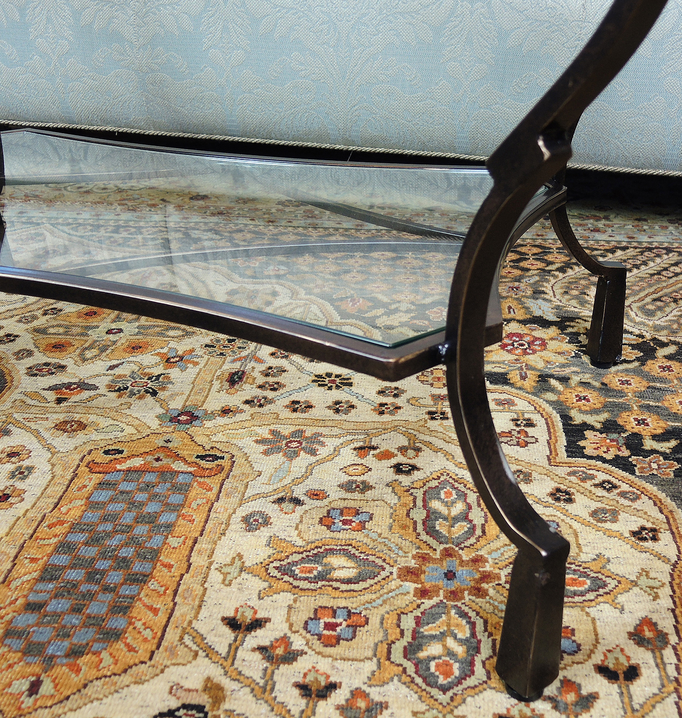 Contemporary Oval Glass Top Coffee Table