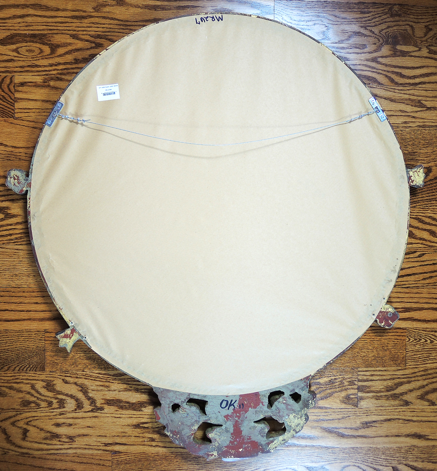 Round Wall Mirror with Floral Accents in Gold Tone Finish