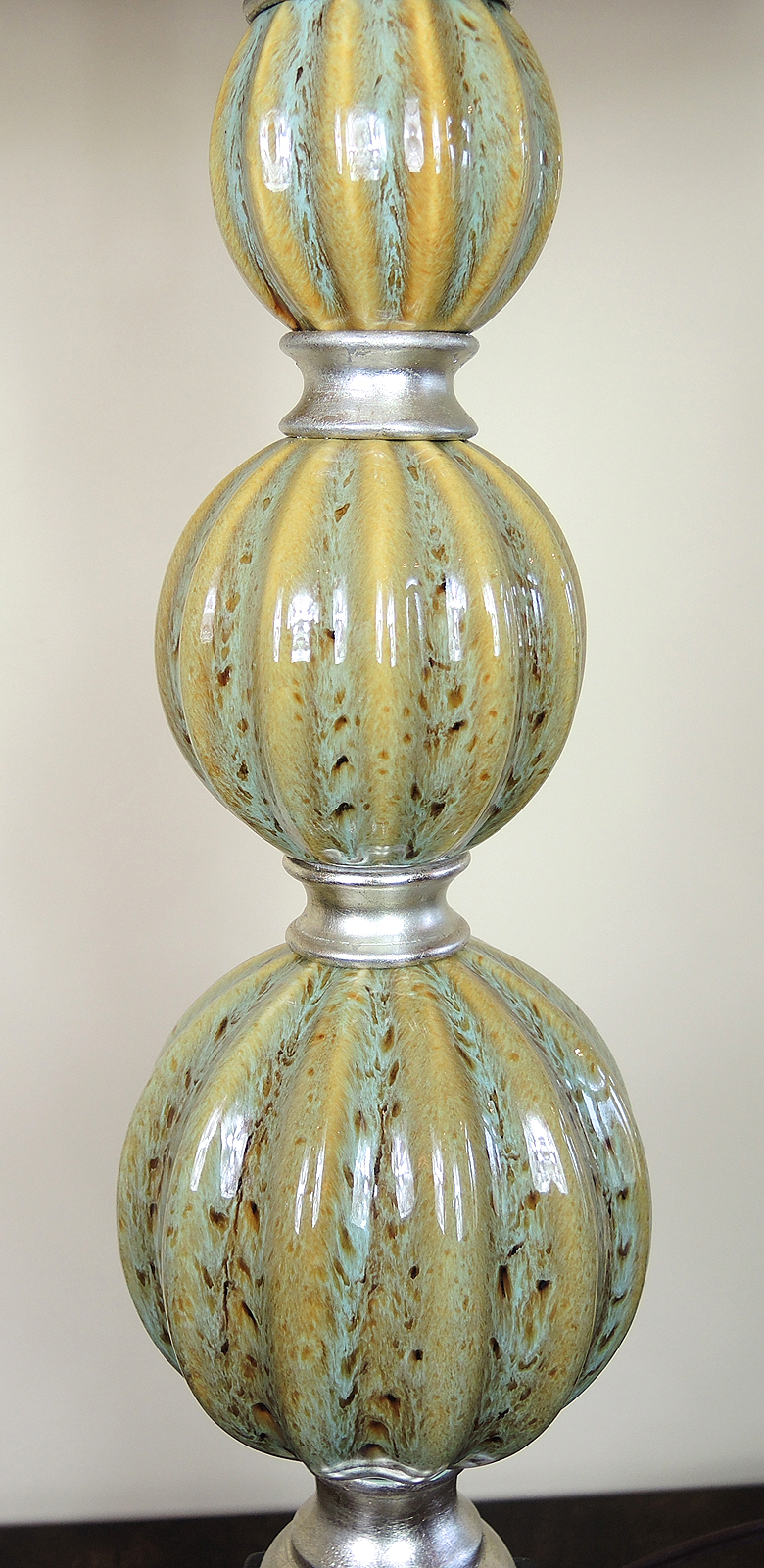 Ceramic Graduated Stacked Orb Table Lamps with Silk Shades
