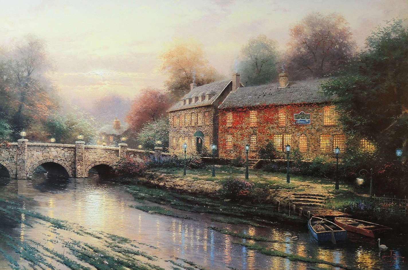 Offset Lithograph after Thomas Kinkade "Lamplight Lane III"