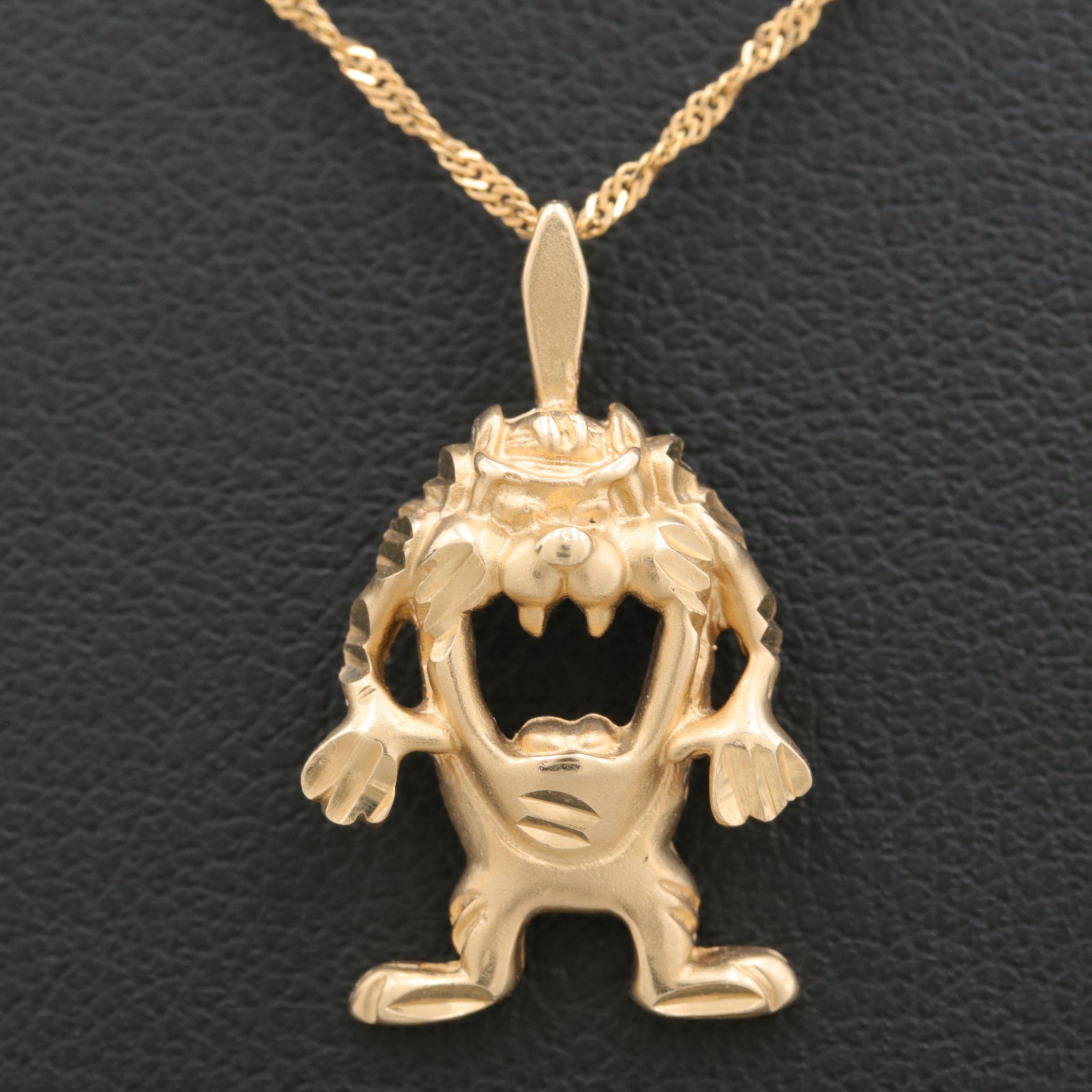 Michael Anthony 14K Yellow Gold "Taz" the Tasmanian Devil Pendant Necklace