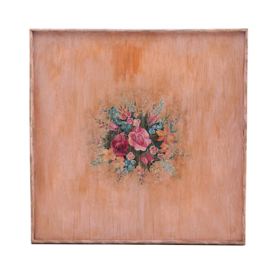 Late Victorian Painted Tray Wall Art