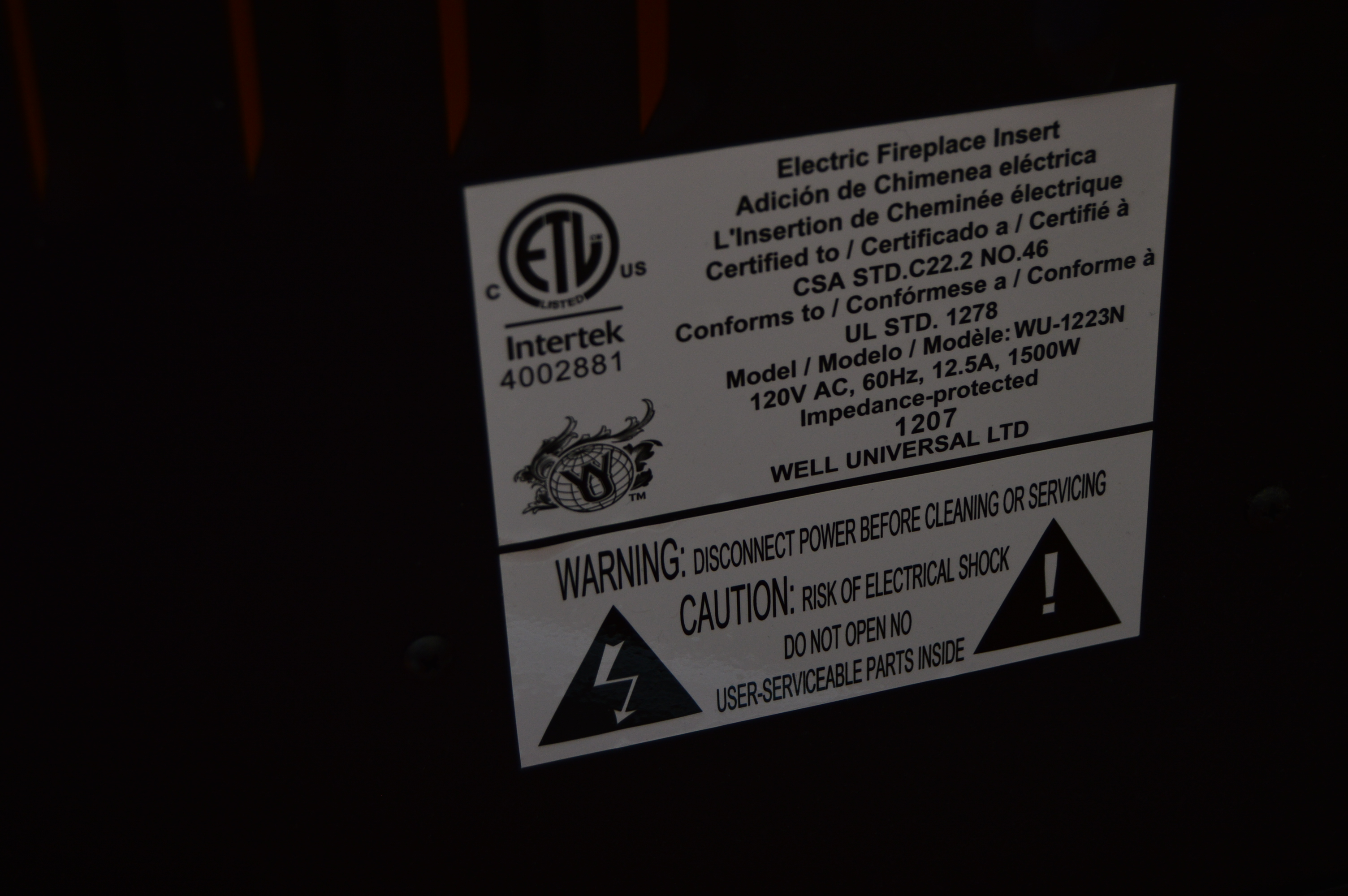 Intertek Electric Fireplace