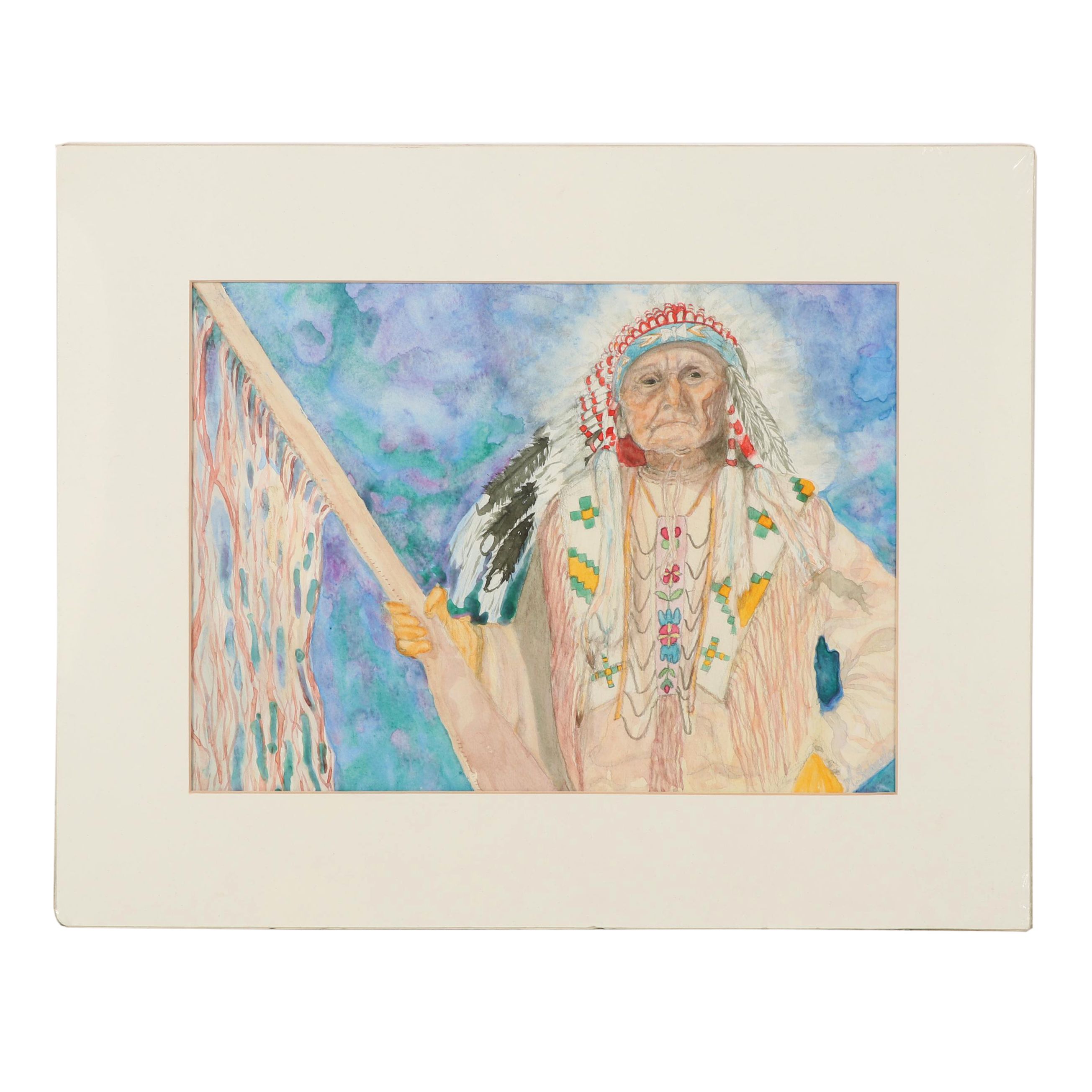 Angela Schusler "Indian" Watercolor Painting