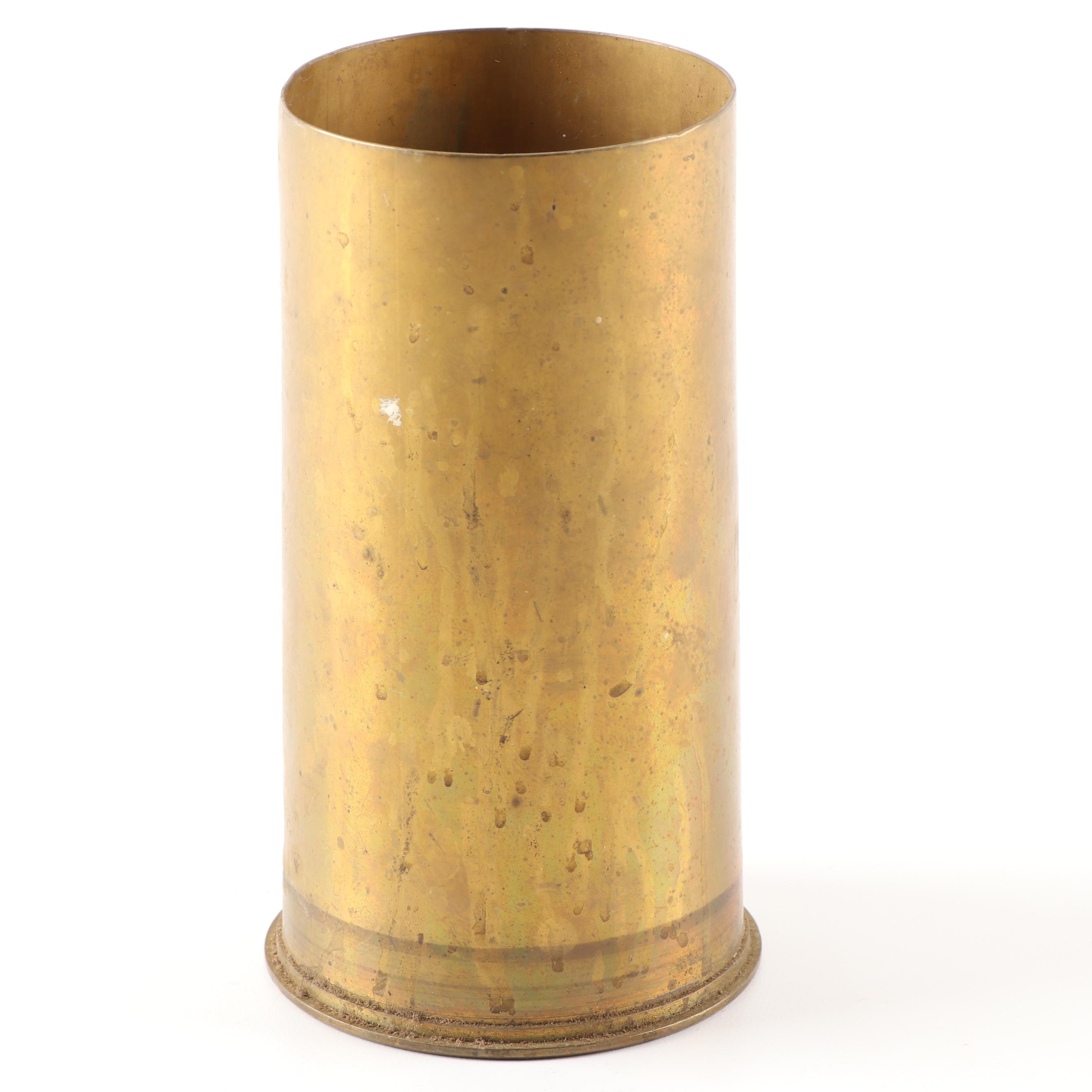 WWI Era US Navy 3 inch Shell Casing and 1943 US 75mm  M18 Tank Shell Casing