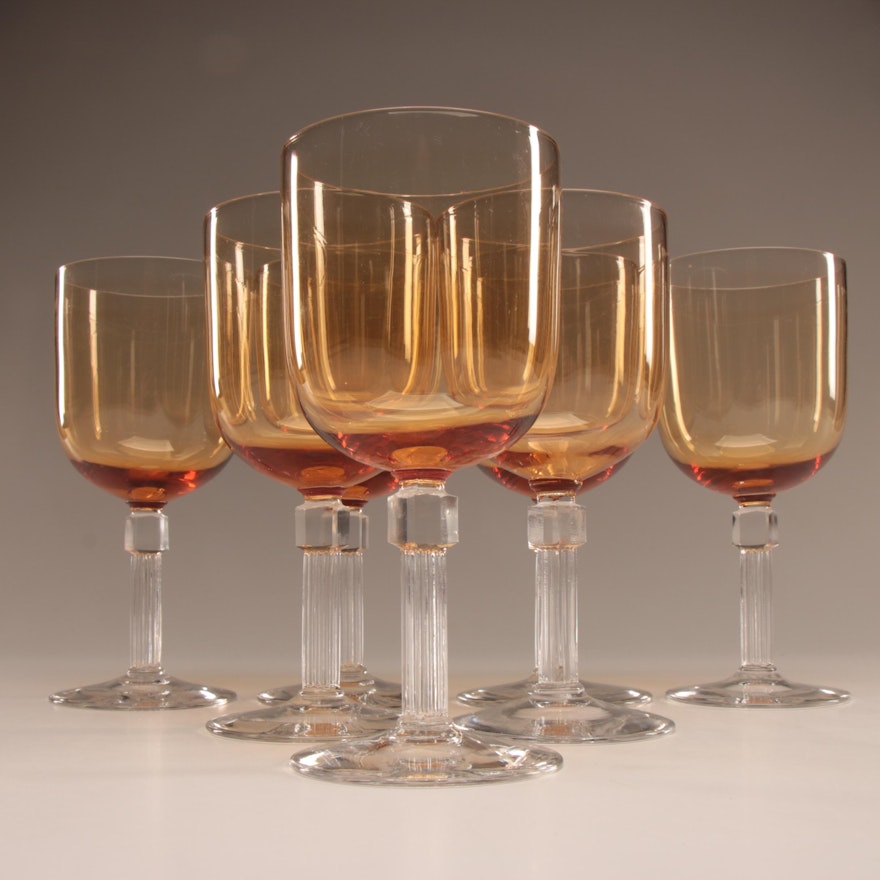 Amber and Clear Crystal Stemware