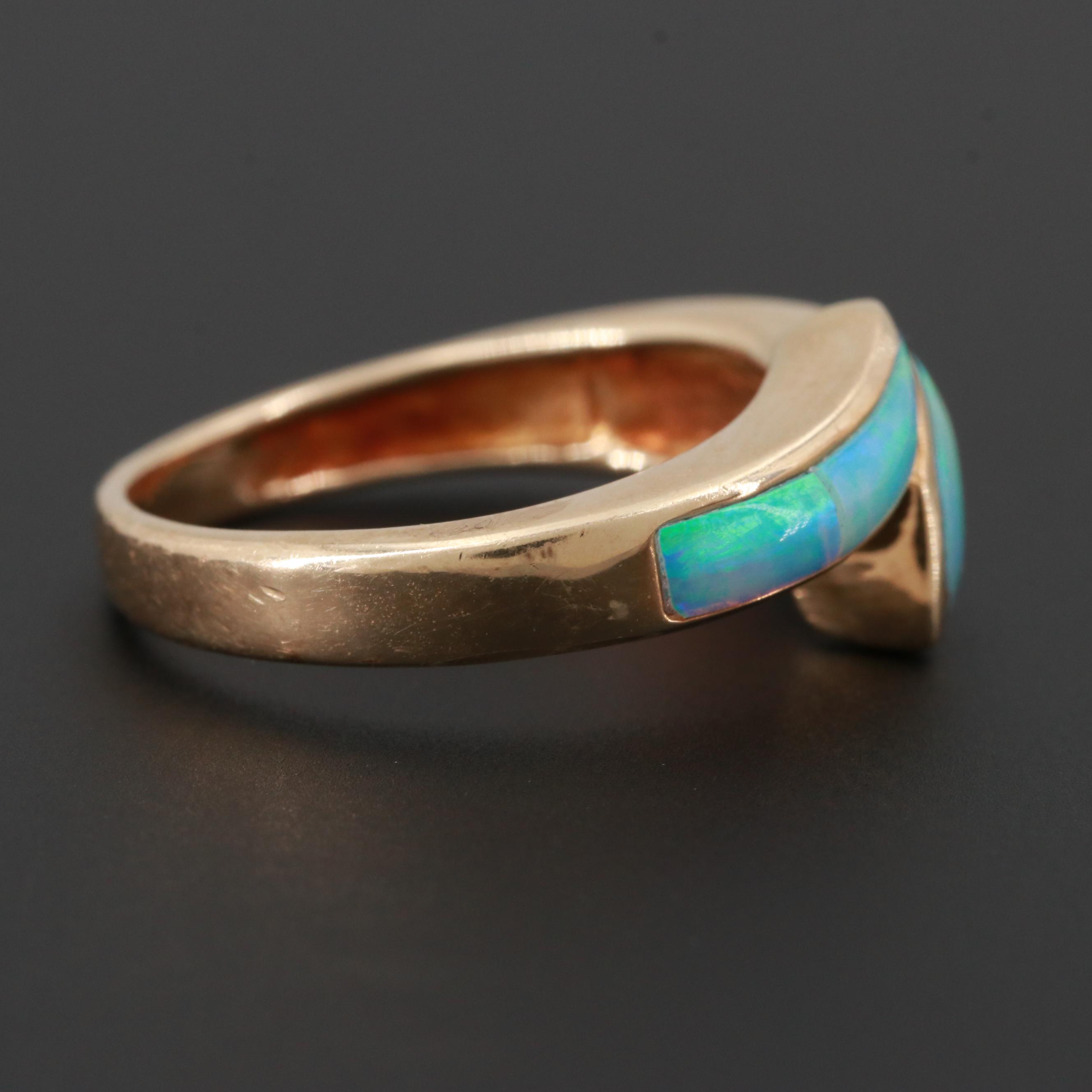 14K Yellow Gold Opal Inlay Ring